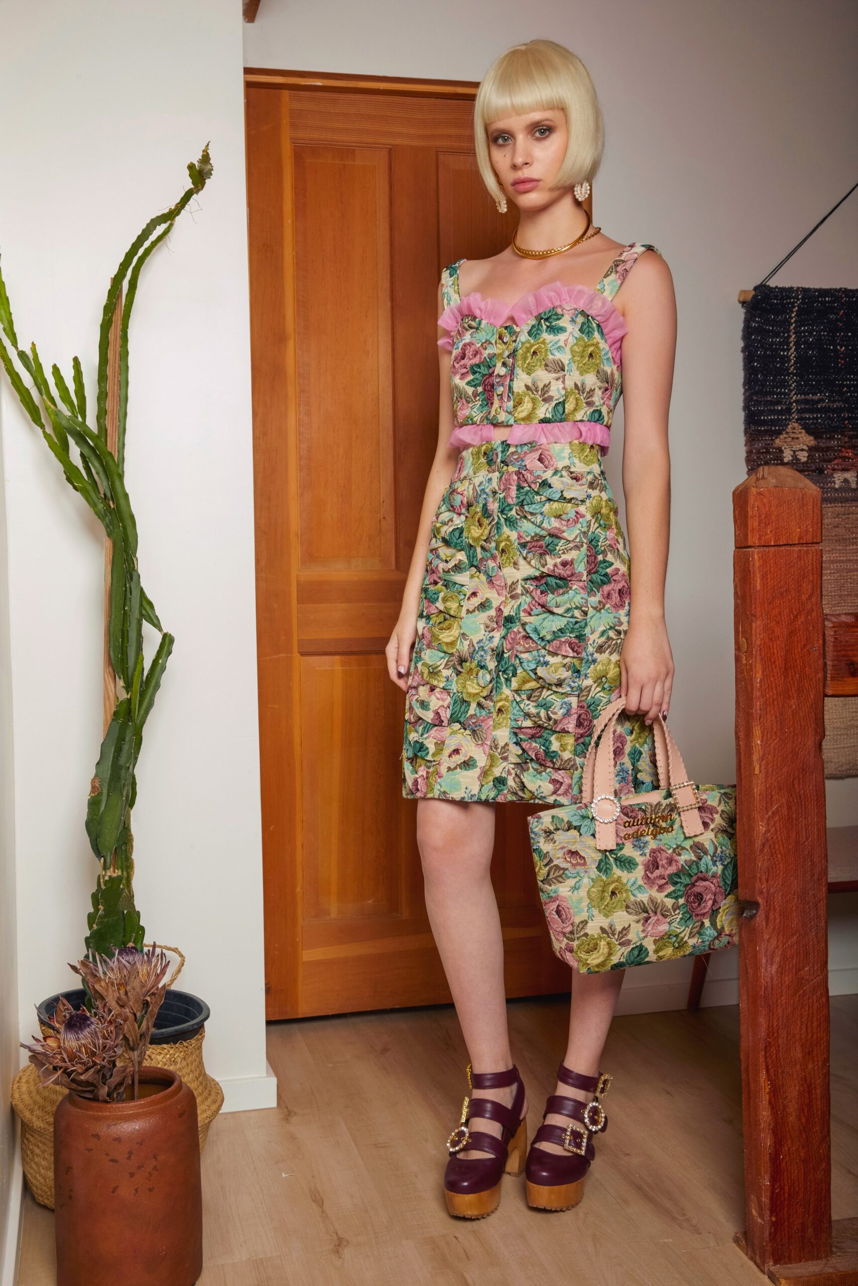 floral fitted mini dress