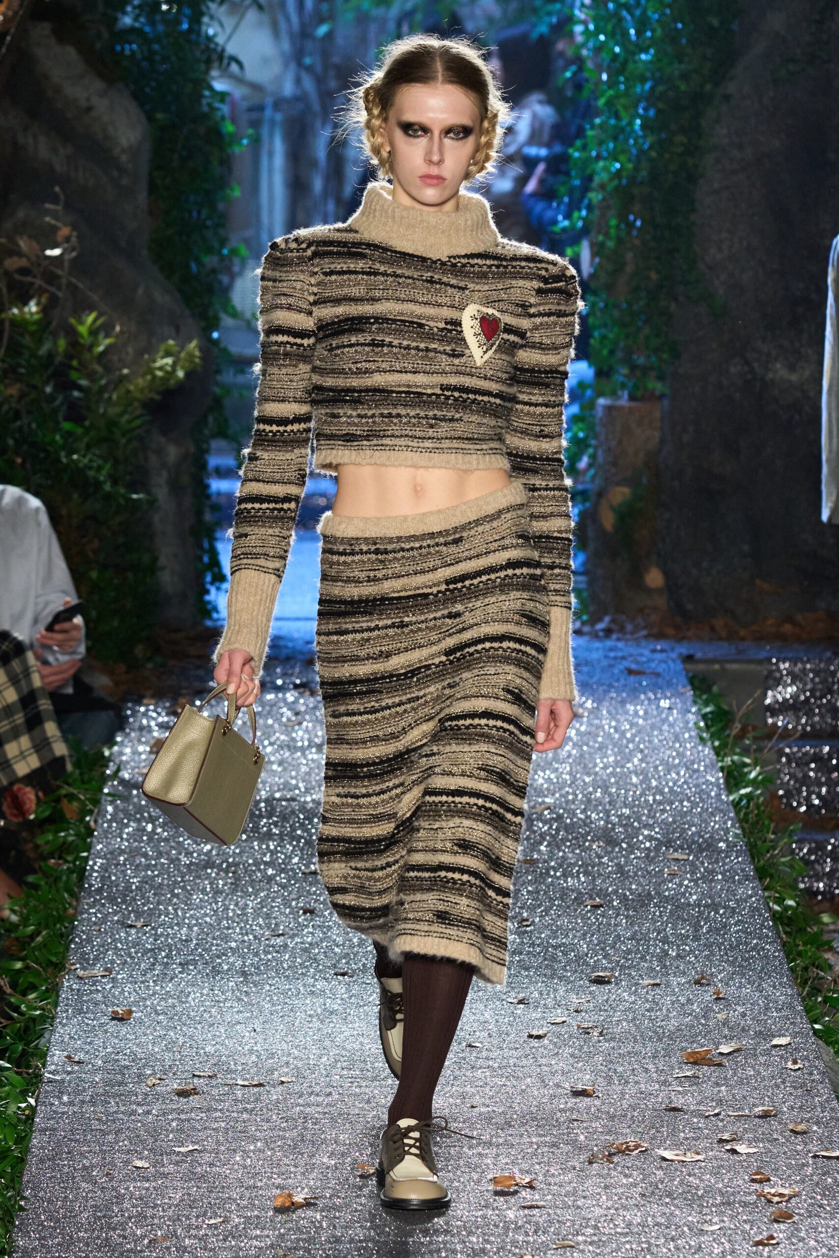 beige and brown striped outfit