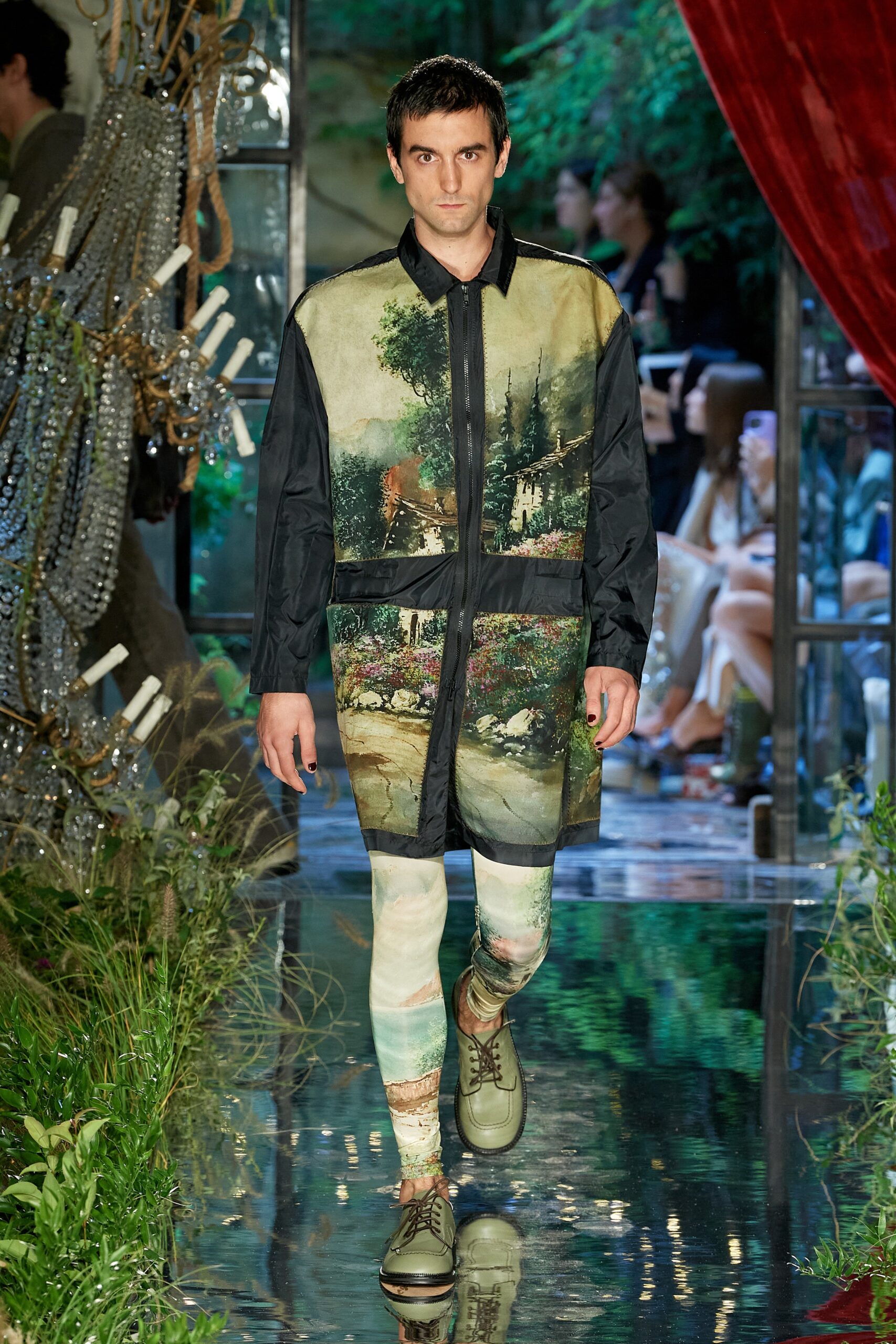 black multi printed shirt-dress