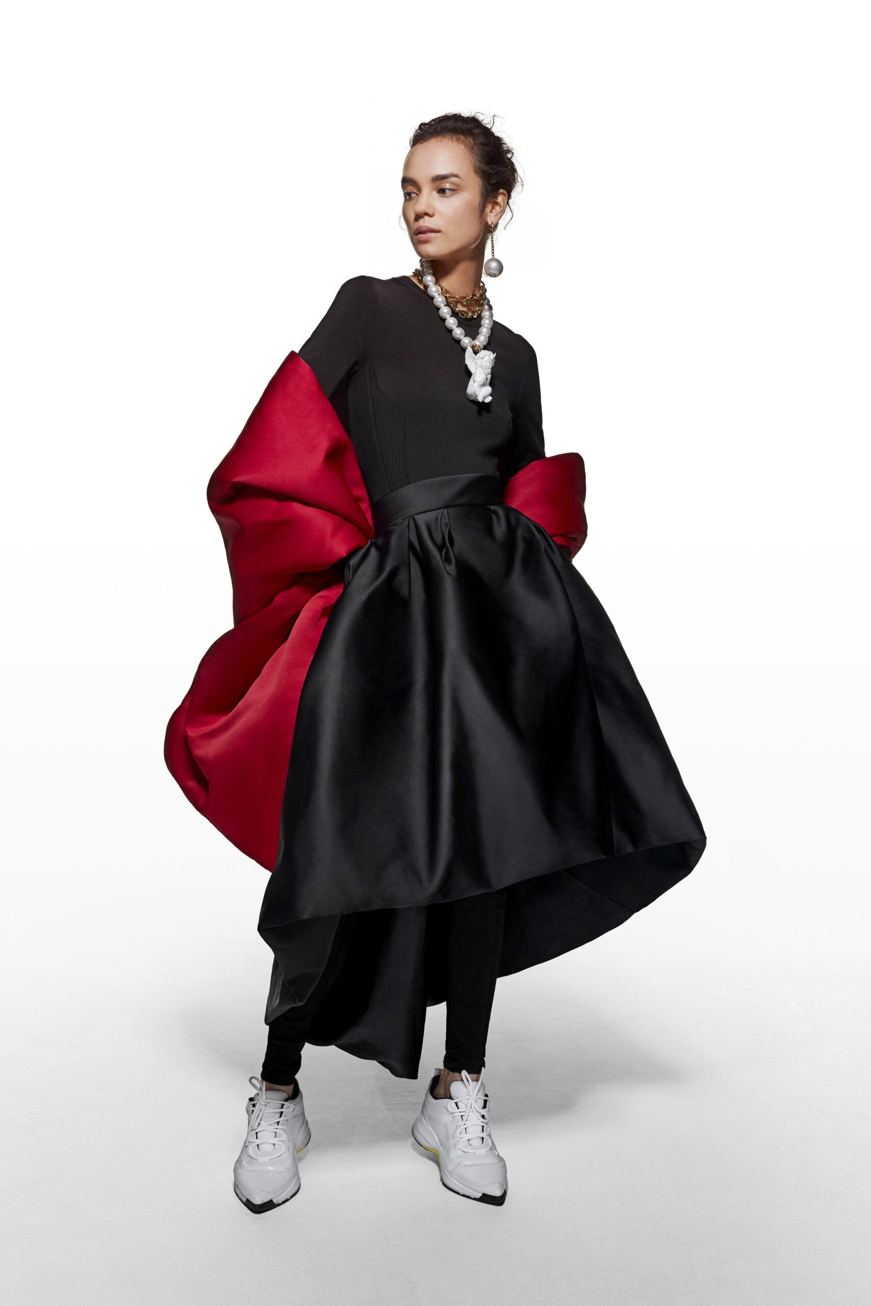 black top with asymmetric skirt