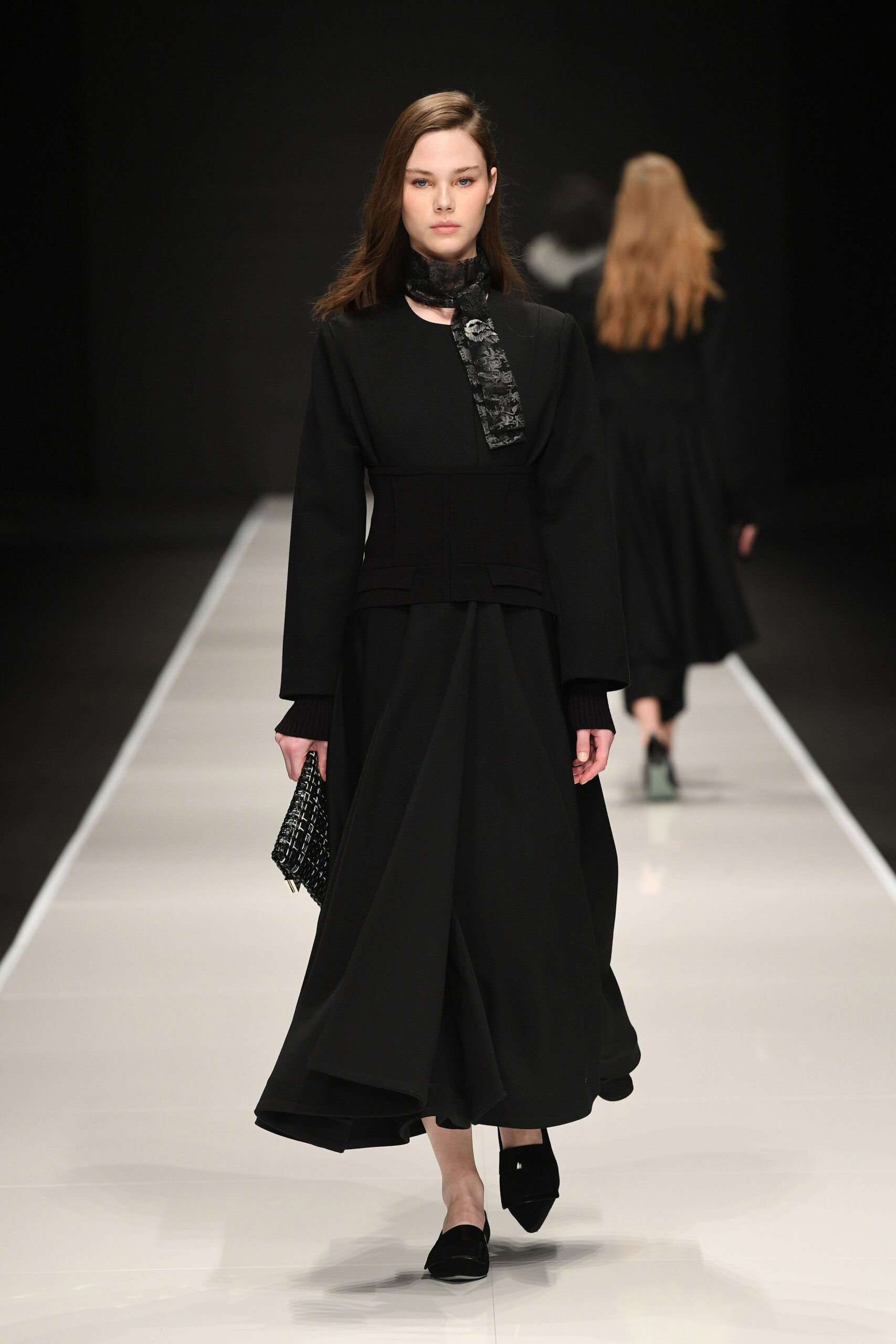 black silk relaxed embellished scarf