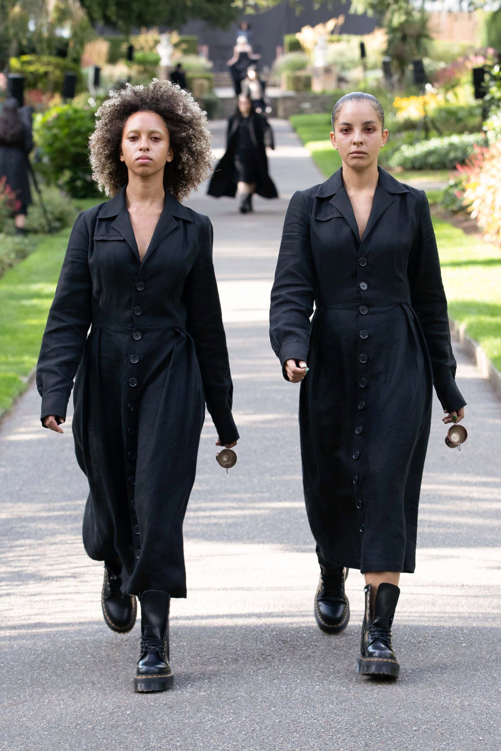 black cotton long-sleeve dress