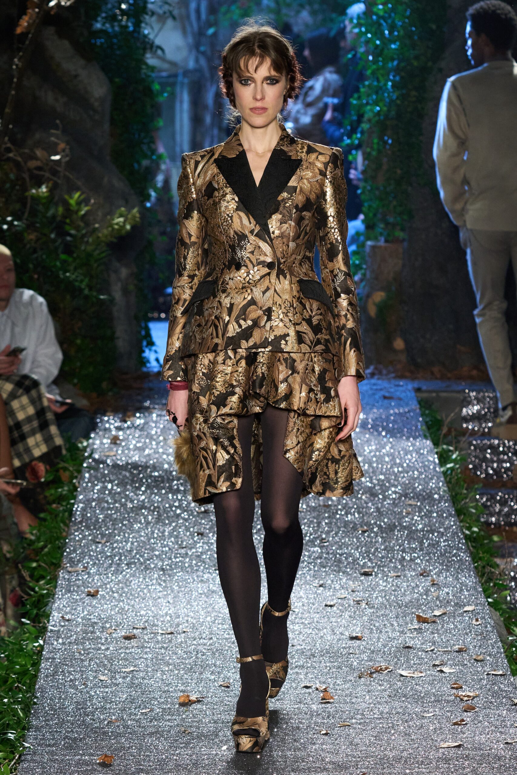 gold and black asymmetric dress