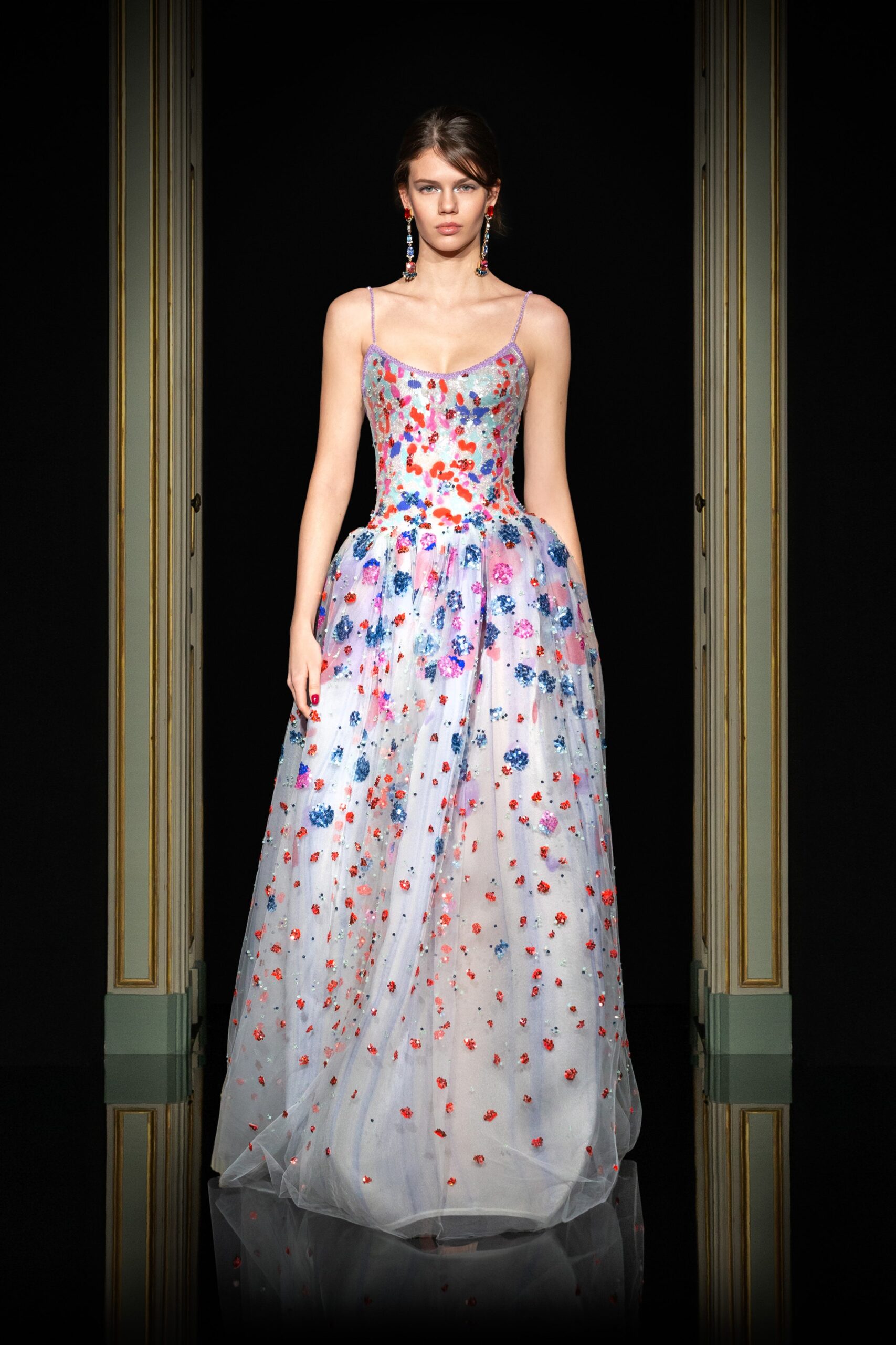 multi-colored embellished gown