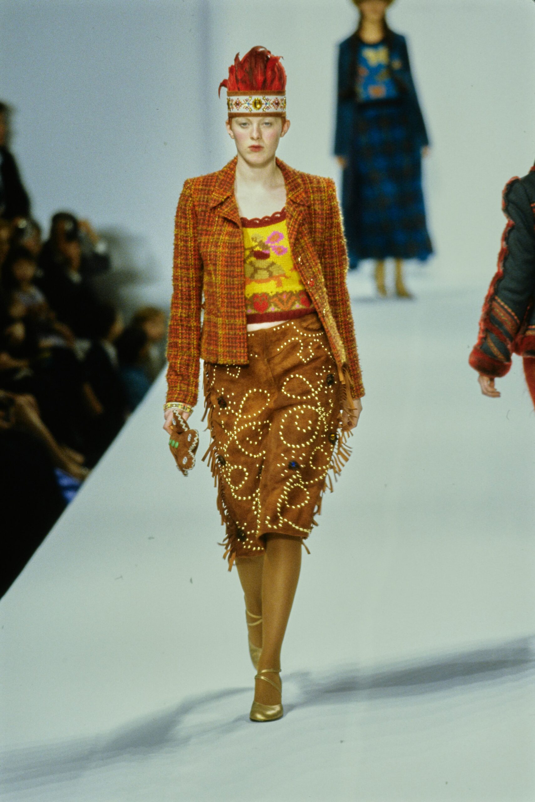 tailored tweed jacket with printed top