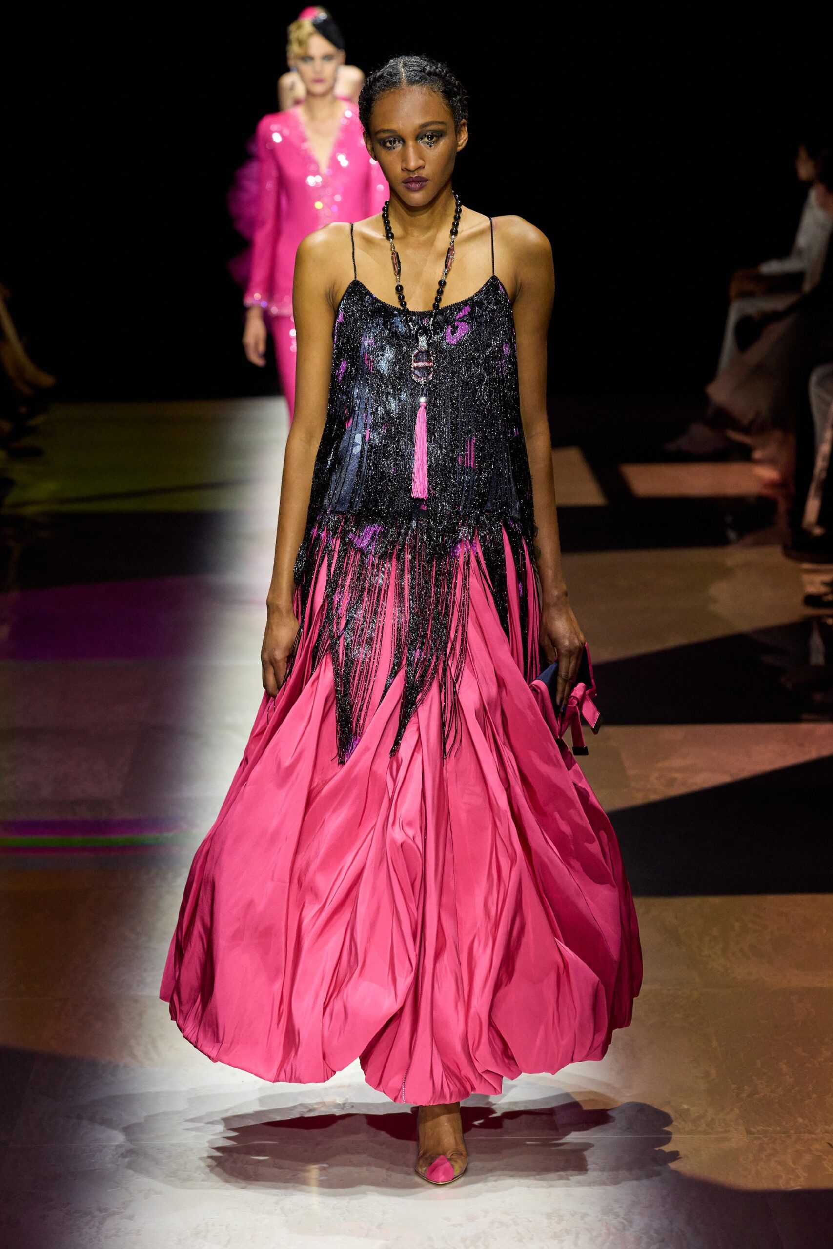 pink silk embellished dress