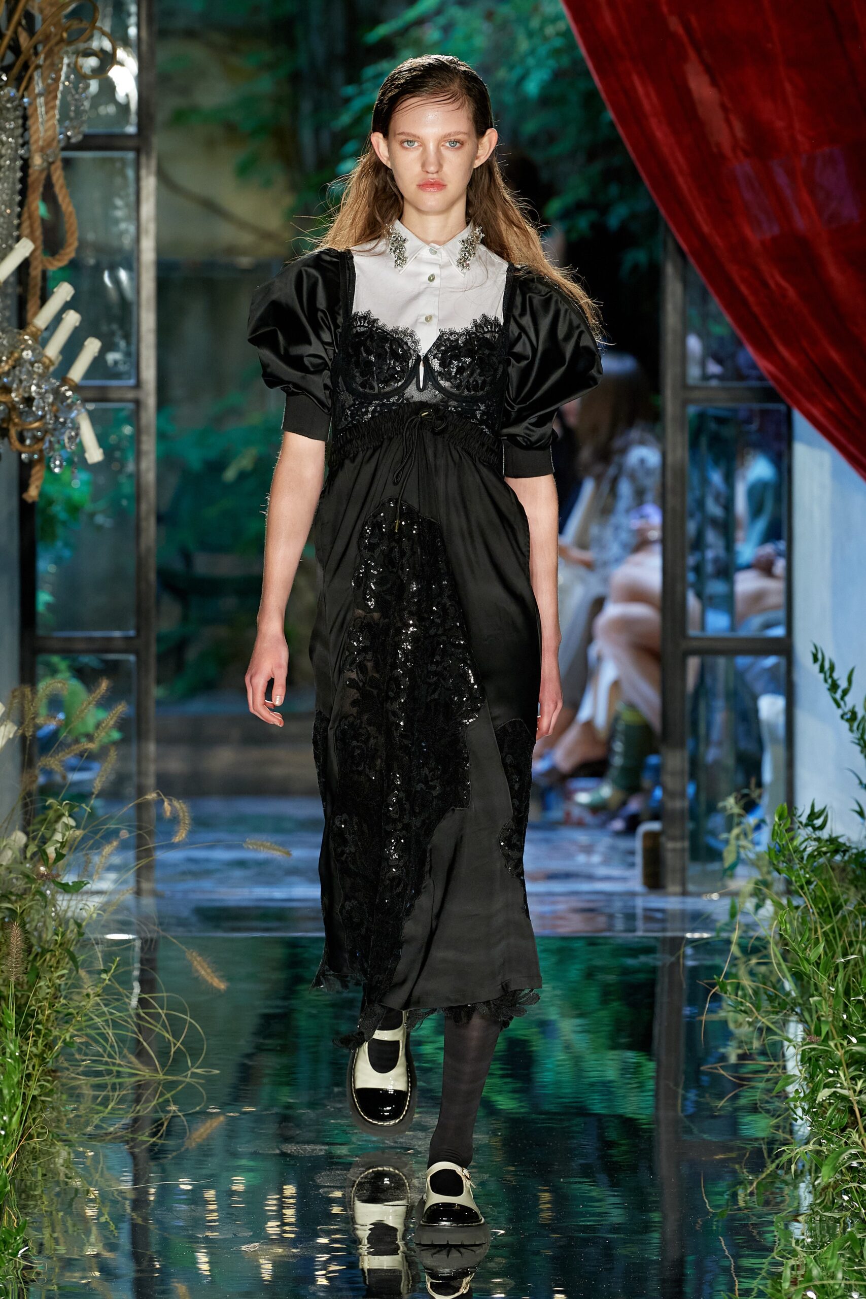 black silk fitted dress