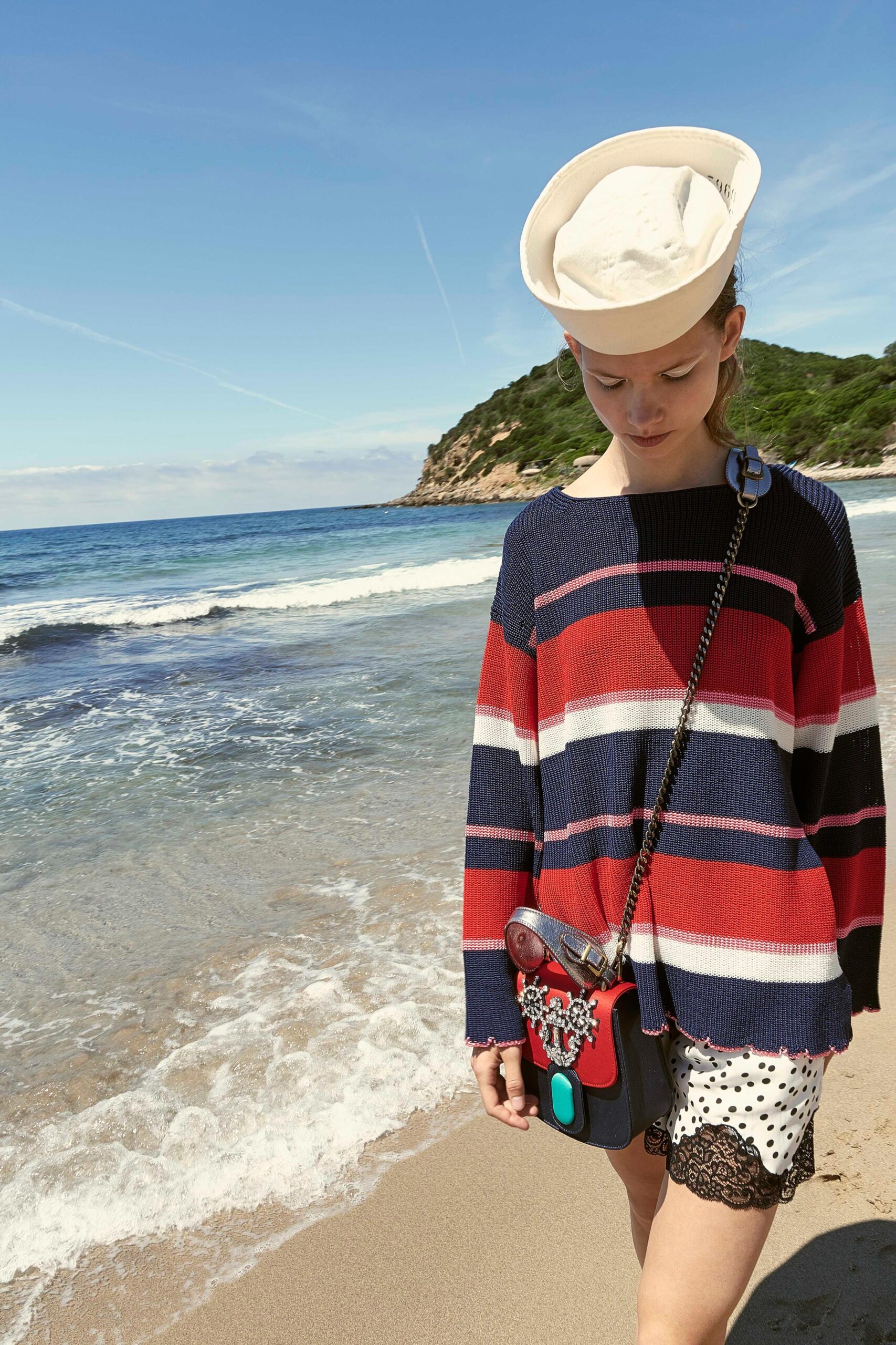 striped sweater with shorts