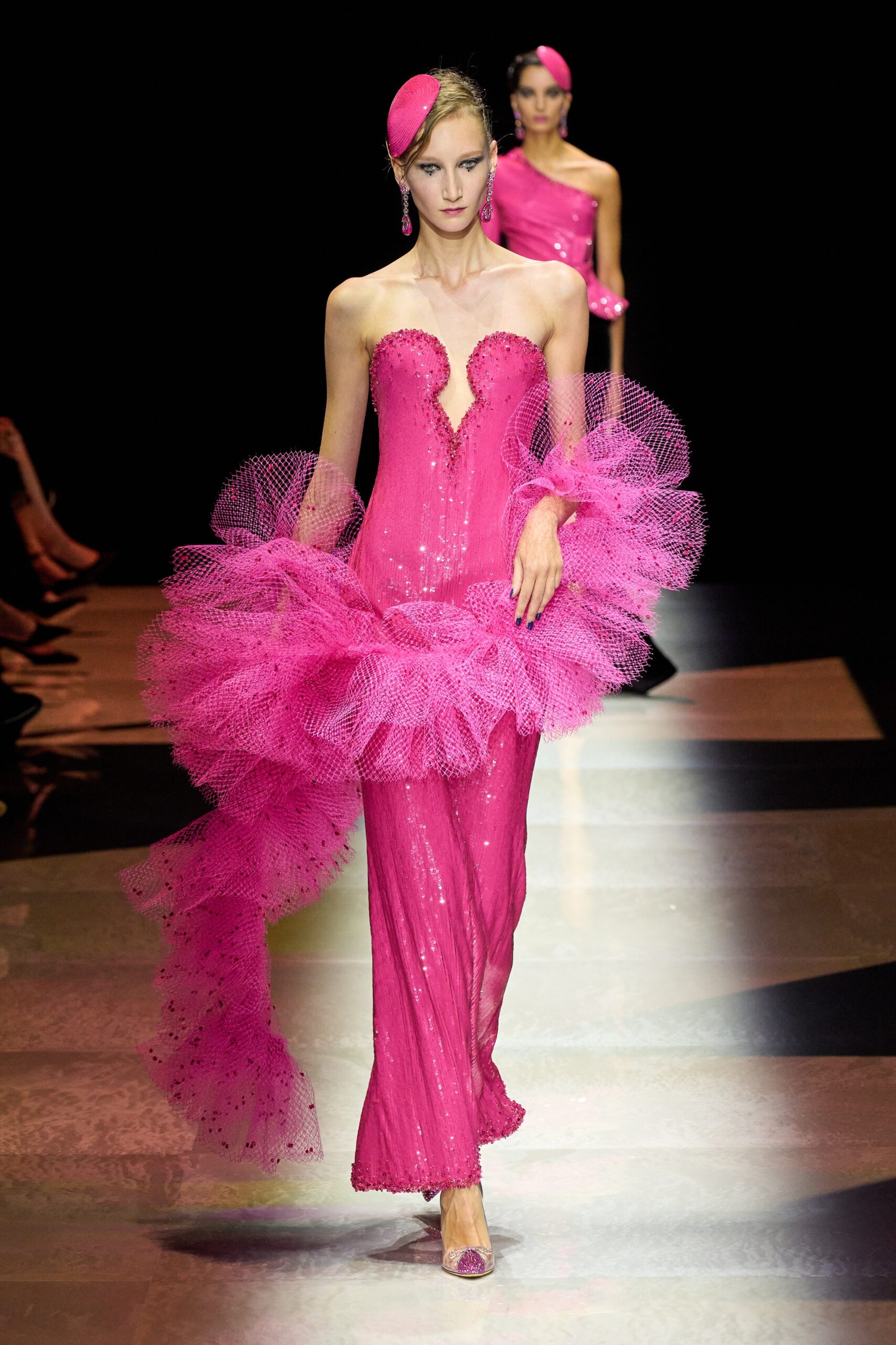 fitted pink silk gown