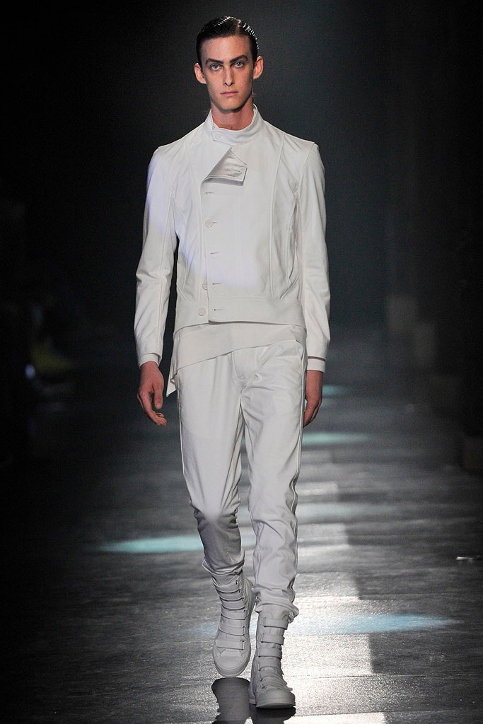white fitted jacket and pants