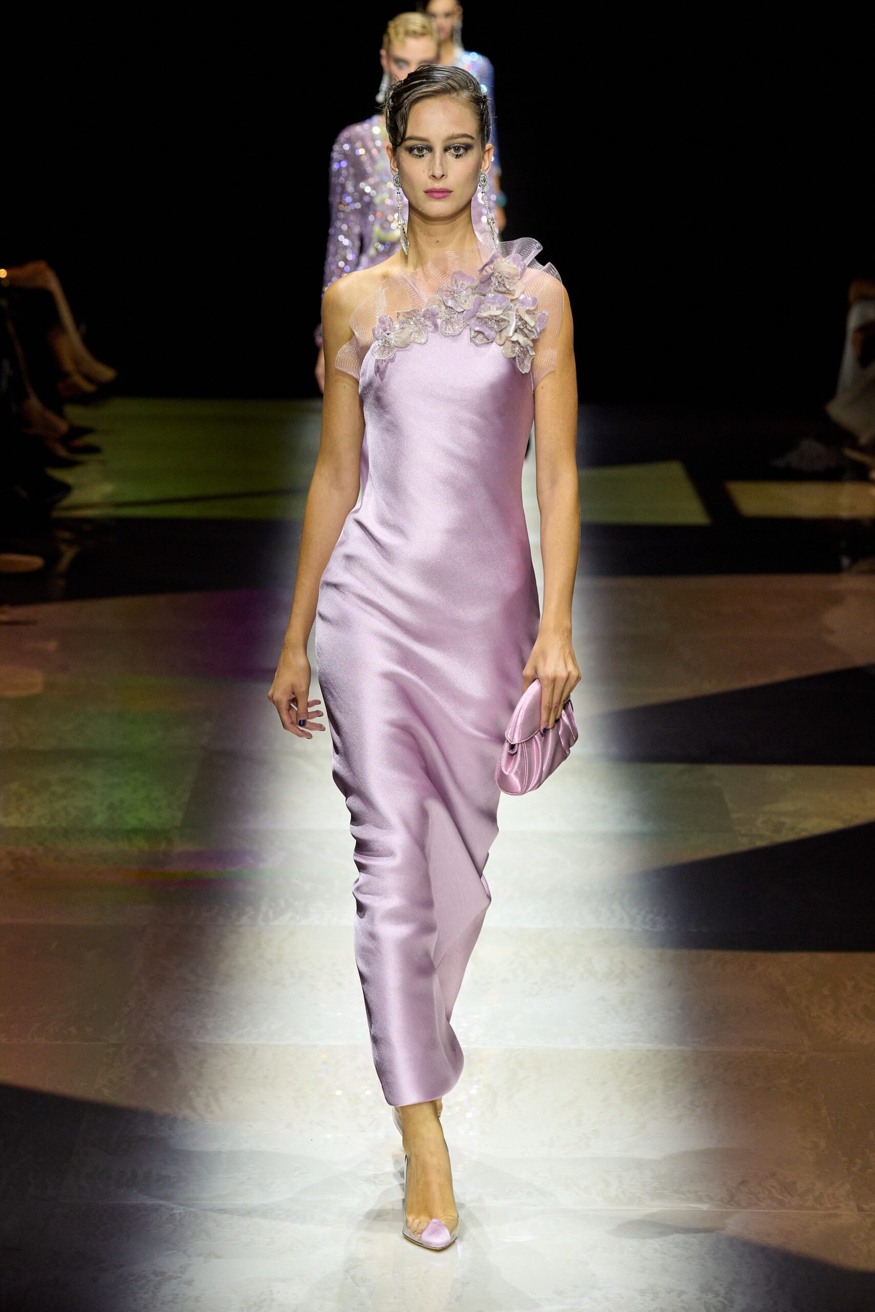 fitted pink silk midi dress