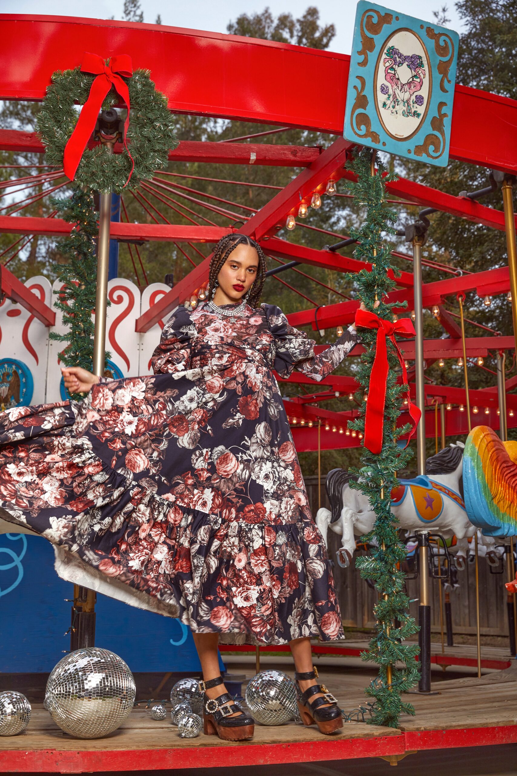 floral maxi dress with long sleeves