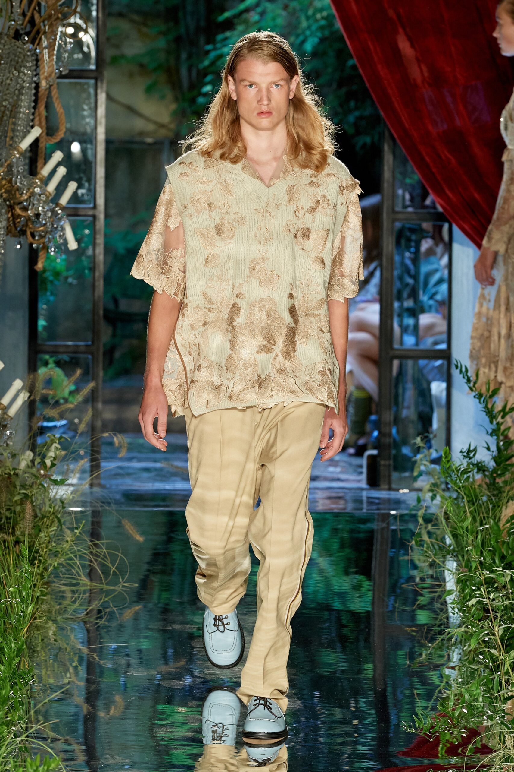 beige printed relaxed shirt and pants