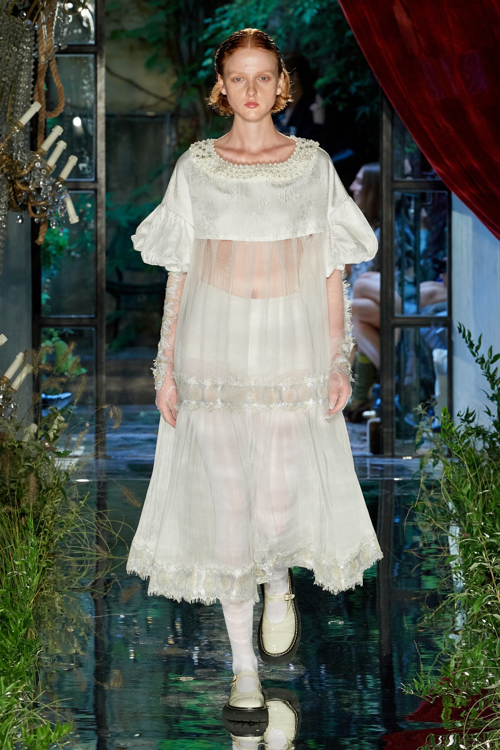 white sheer layered dress