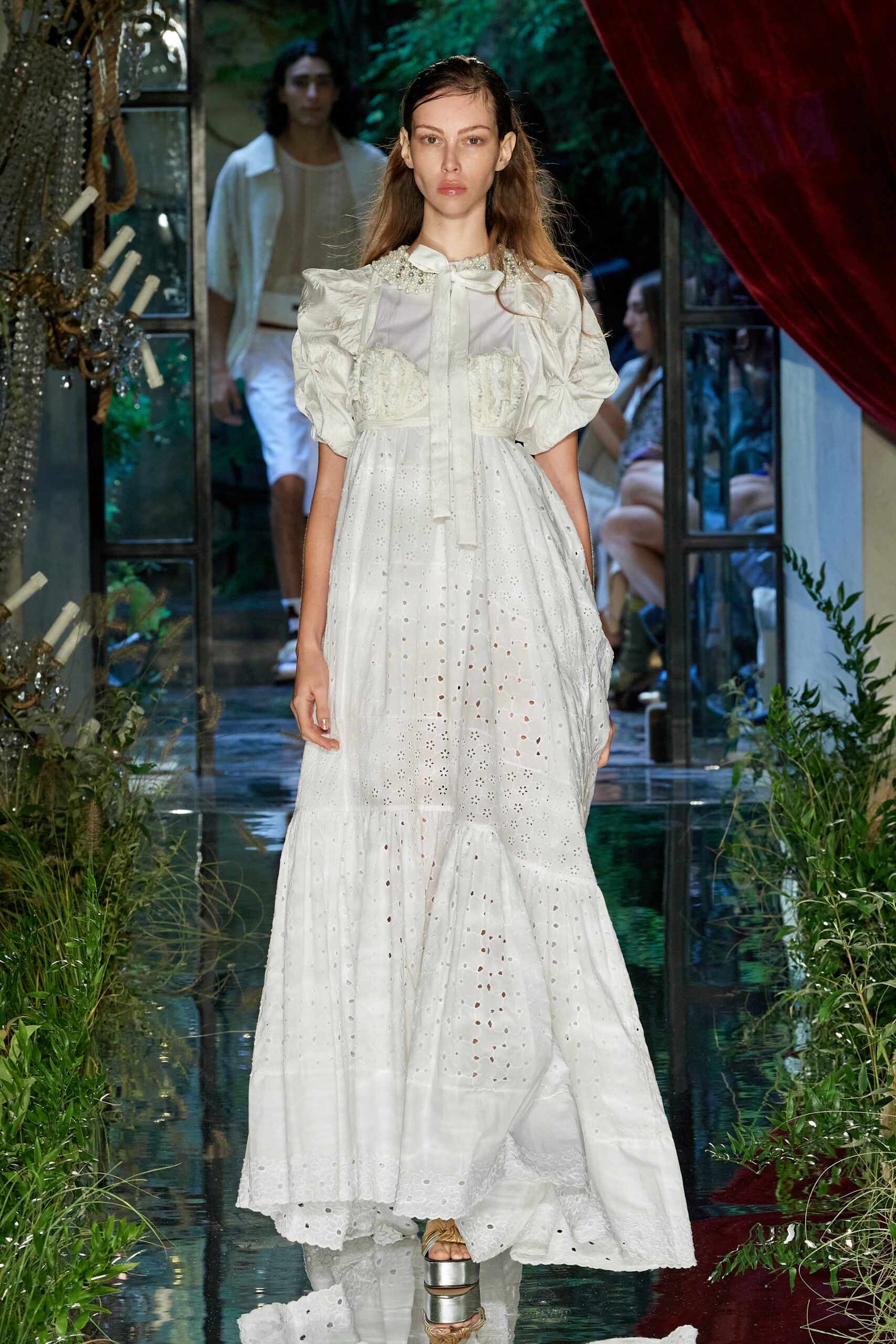 white cotton collared maxi dress