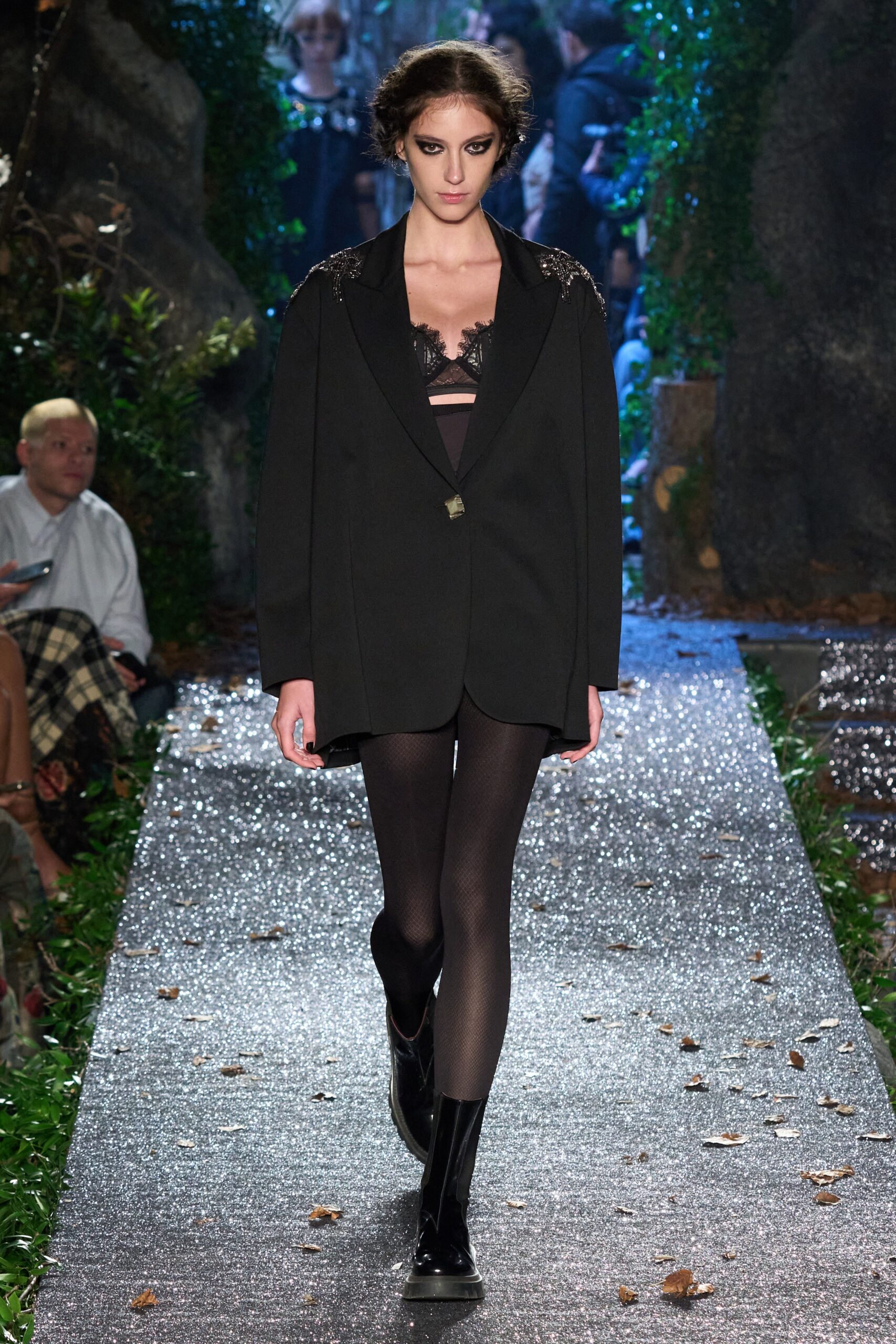 black tailored blazer with bodysuit