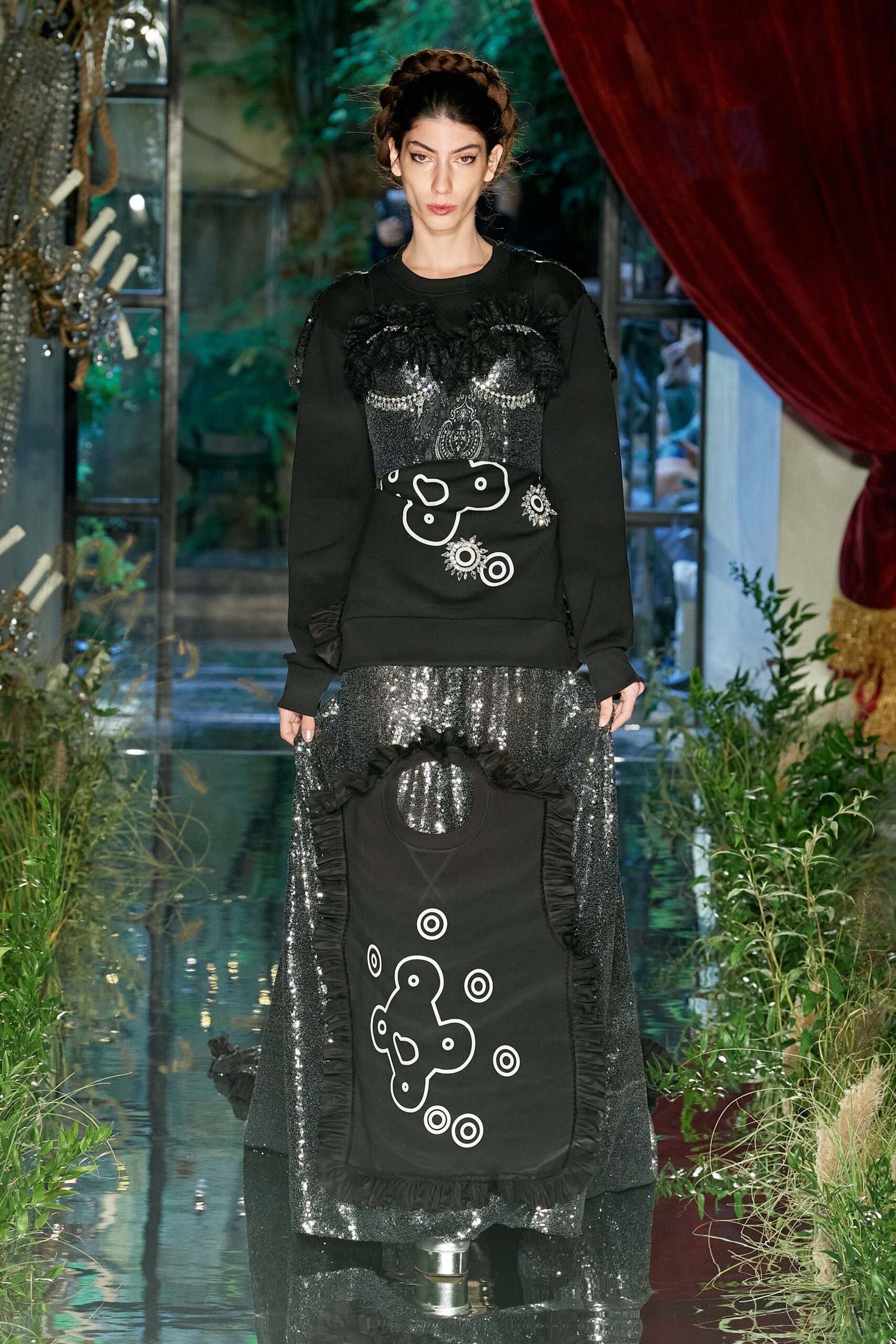 black midi dress with sequins