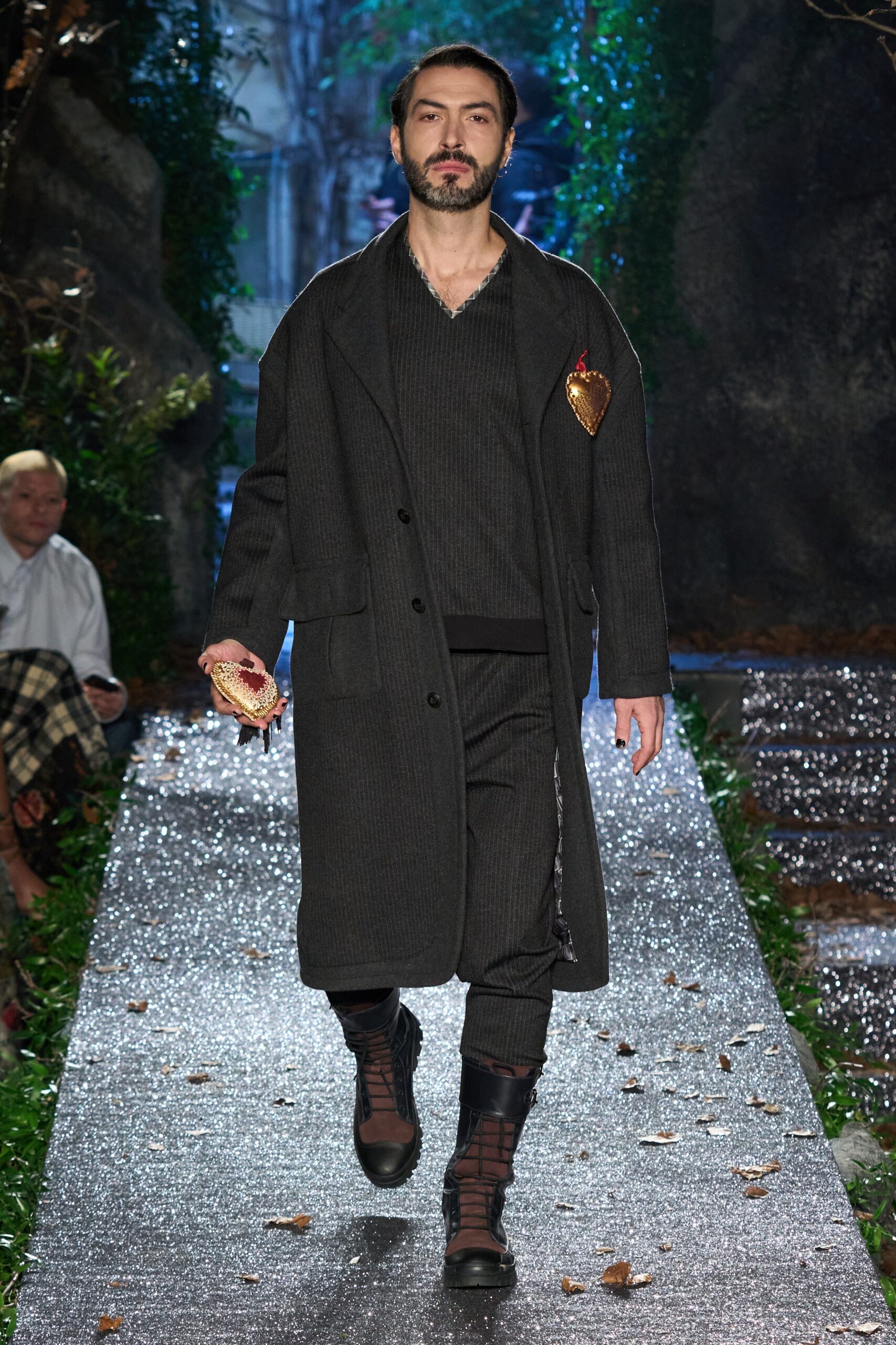black wool coat and pants