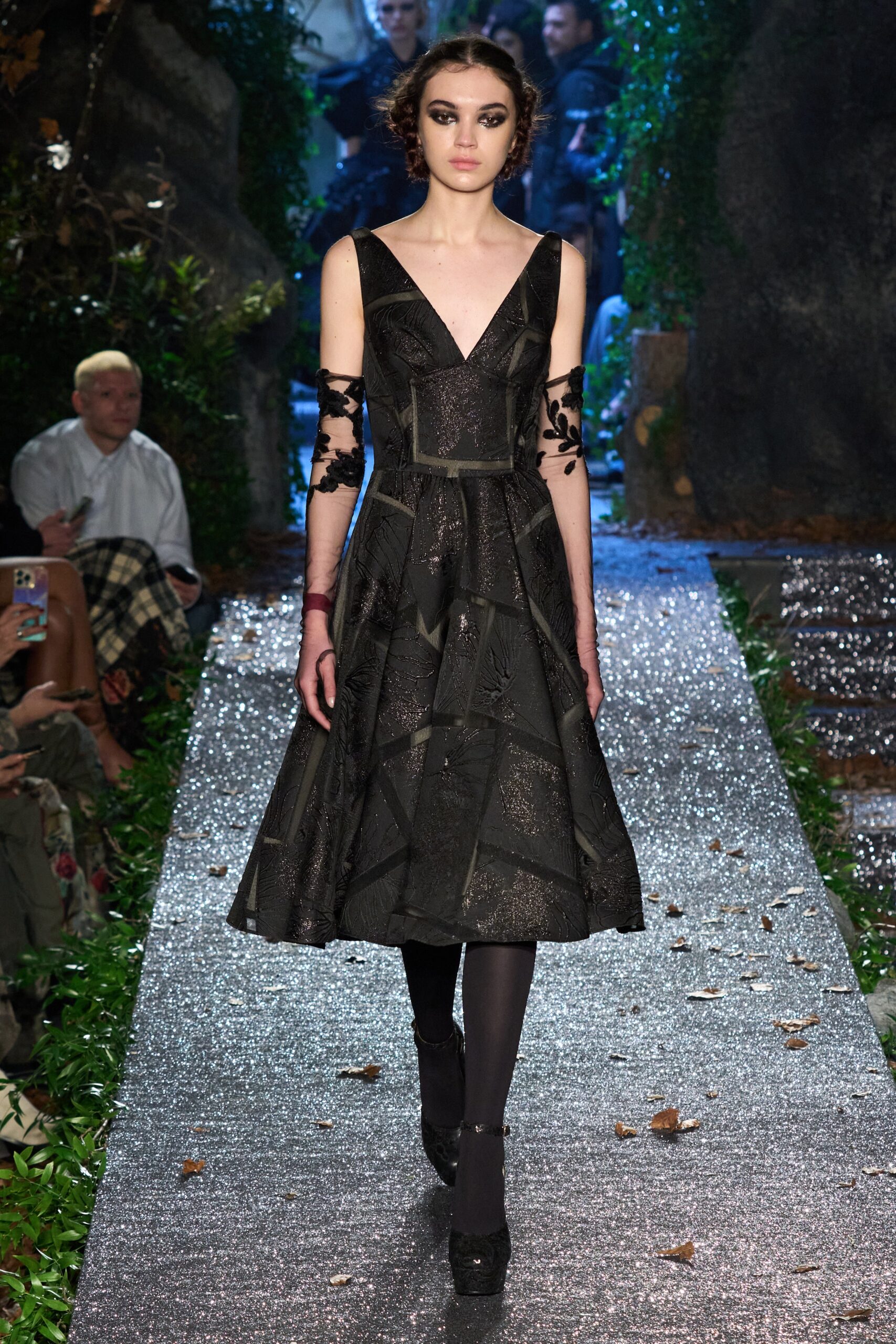 black silk sleeveless dress