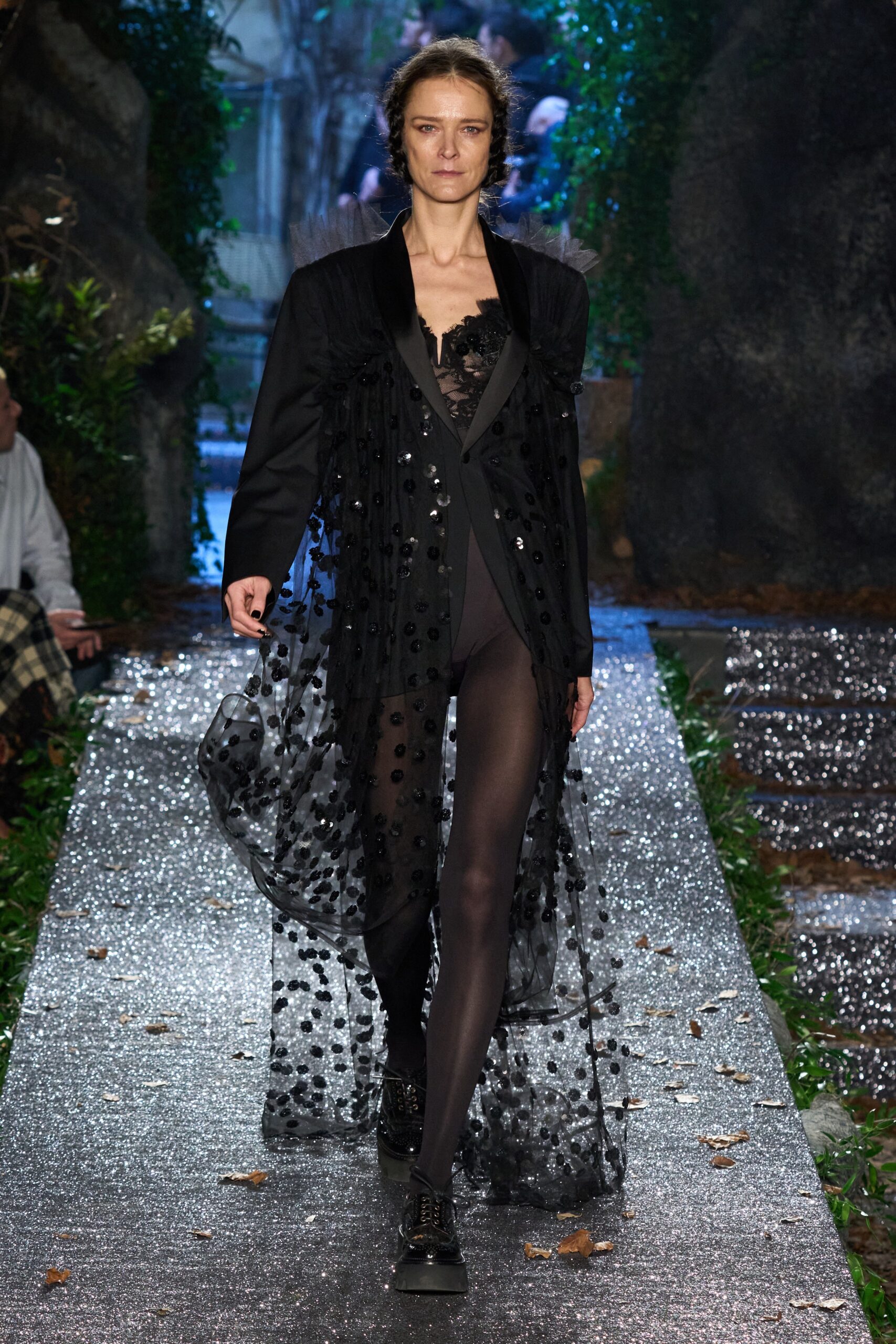 black silk coat and bodysuit