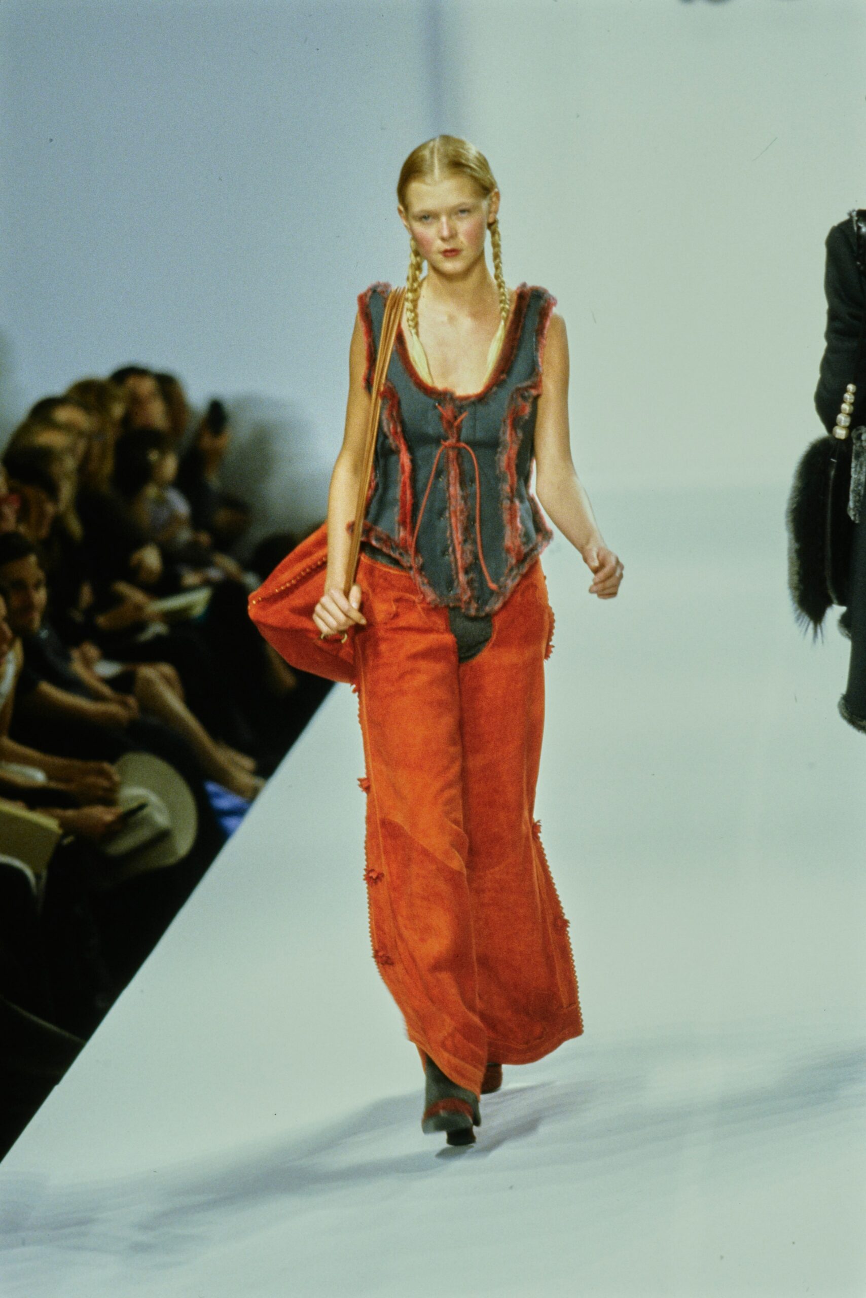 red denim fitted flared pants