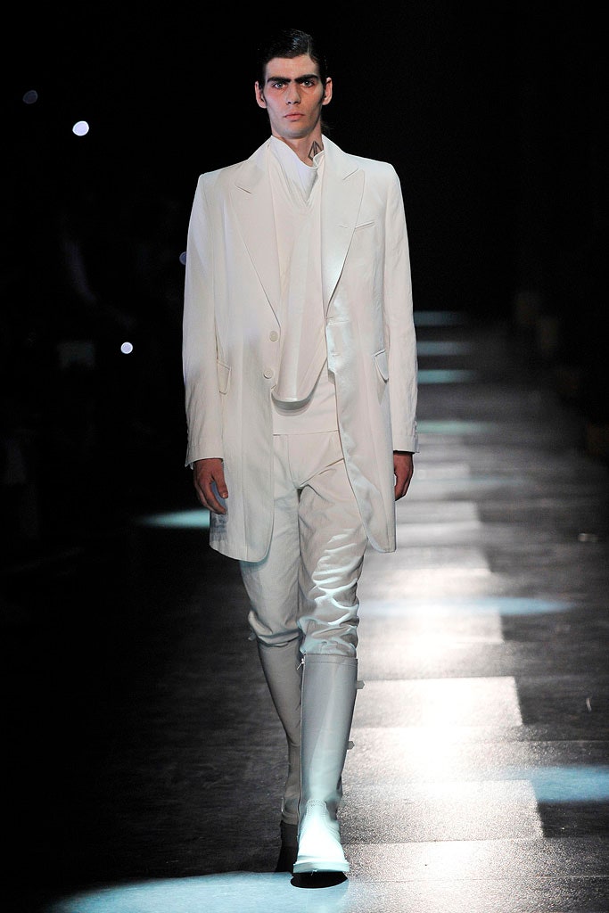 white tailored suit with shoes
