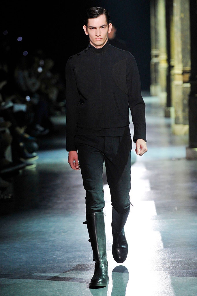 black leather zippered boots