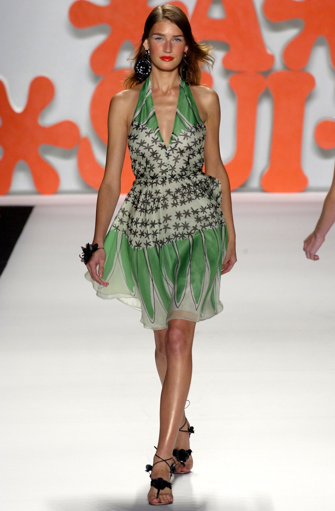 green pleated sleeveless dress
