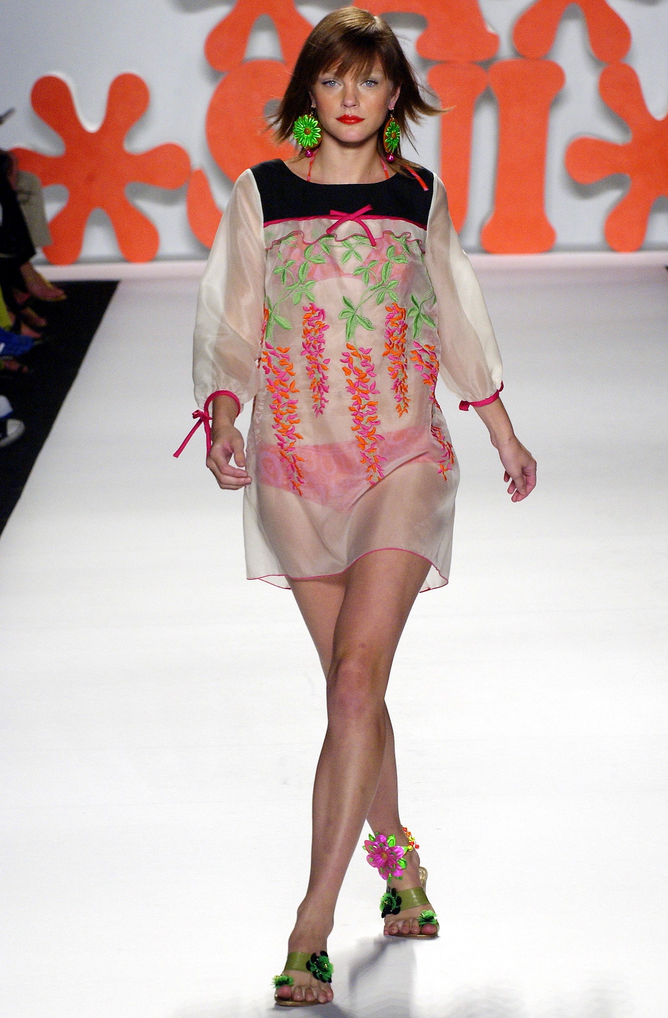 sheer pink embroidered dress