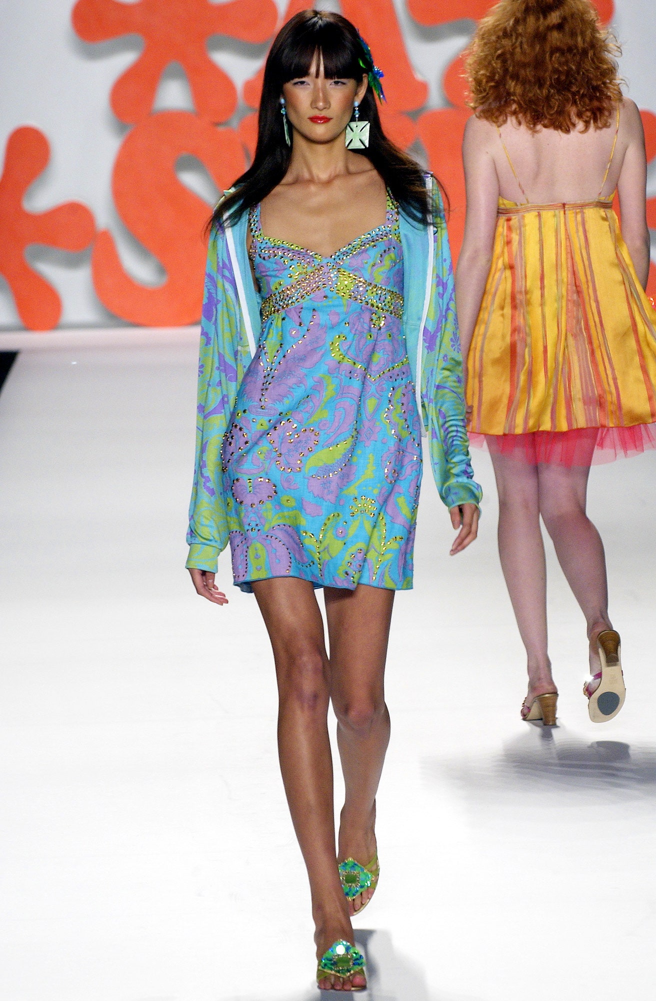 colorful mini dress with hooded jacket