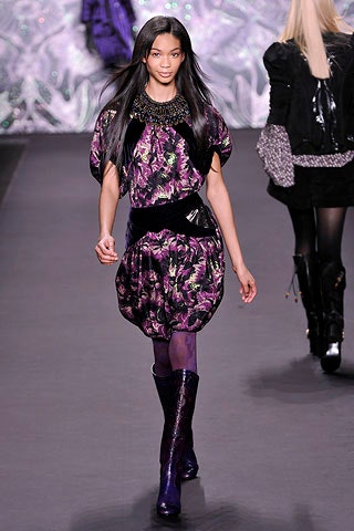 purple printed mini dress with boots