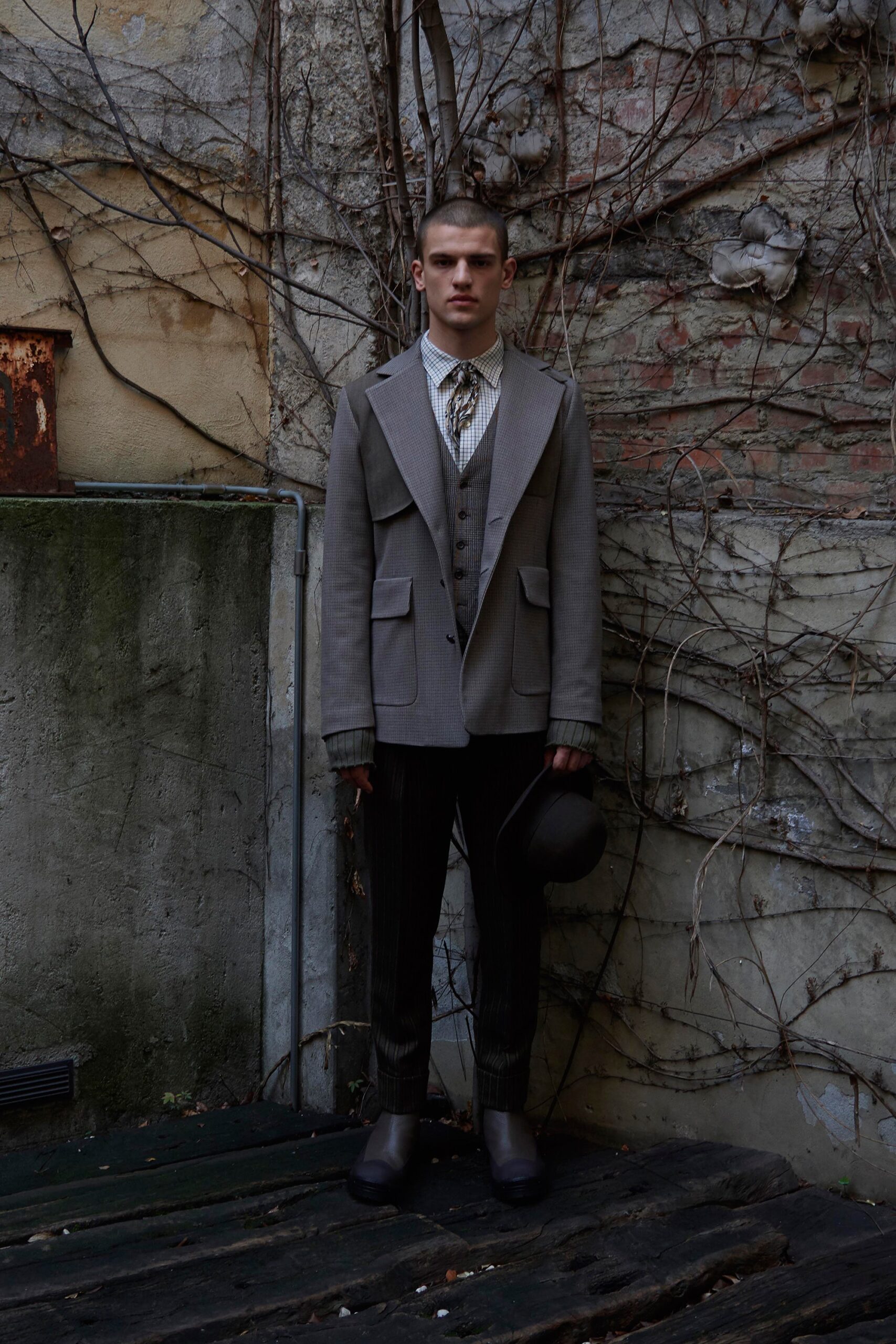 gray tailored blazer with vest