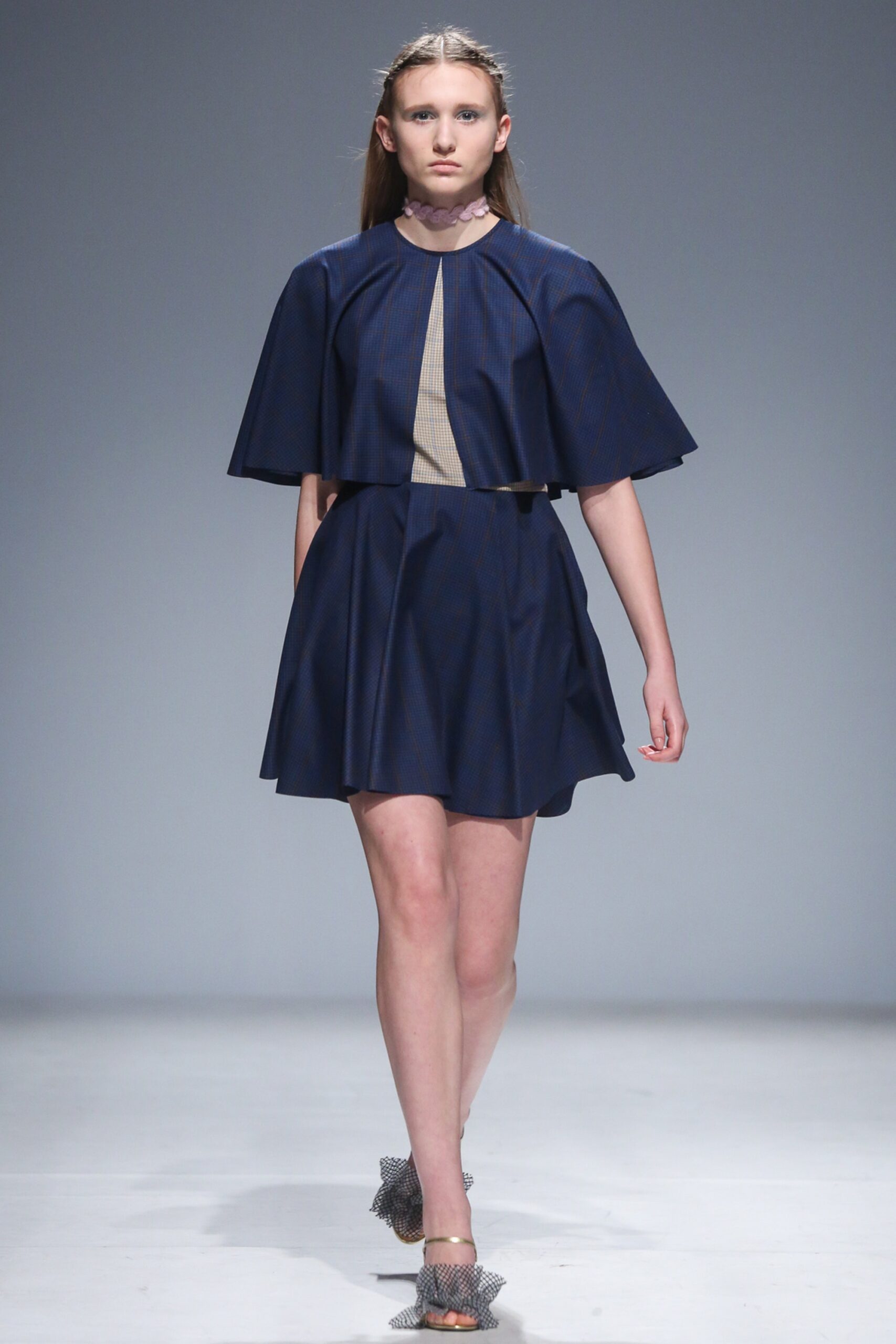 blue mini dress with cape