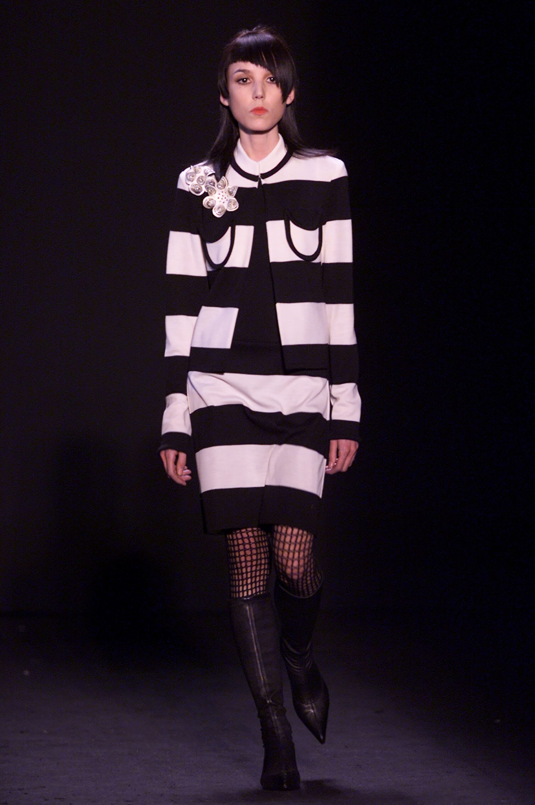 black and white striped mini dress