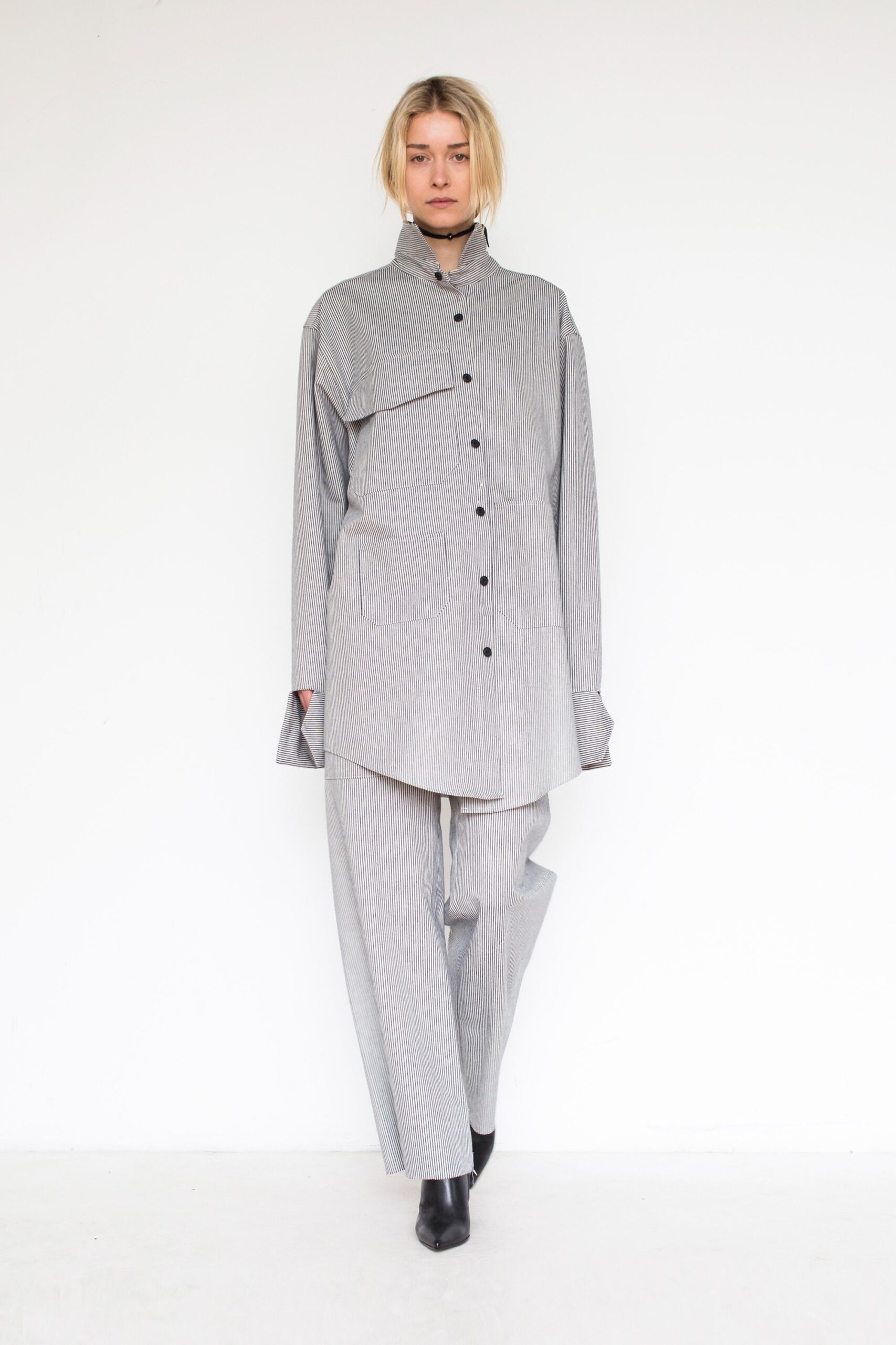 gray relaxed shirt and pants