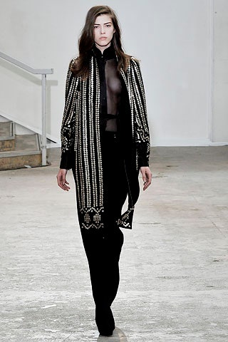 black and white embroidered coat