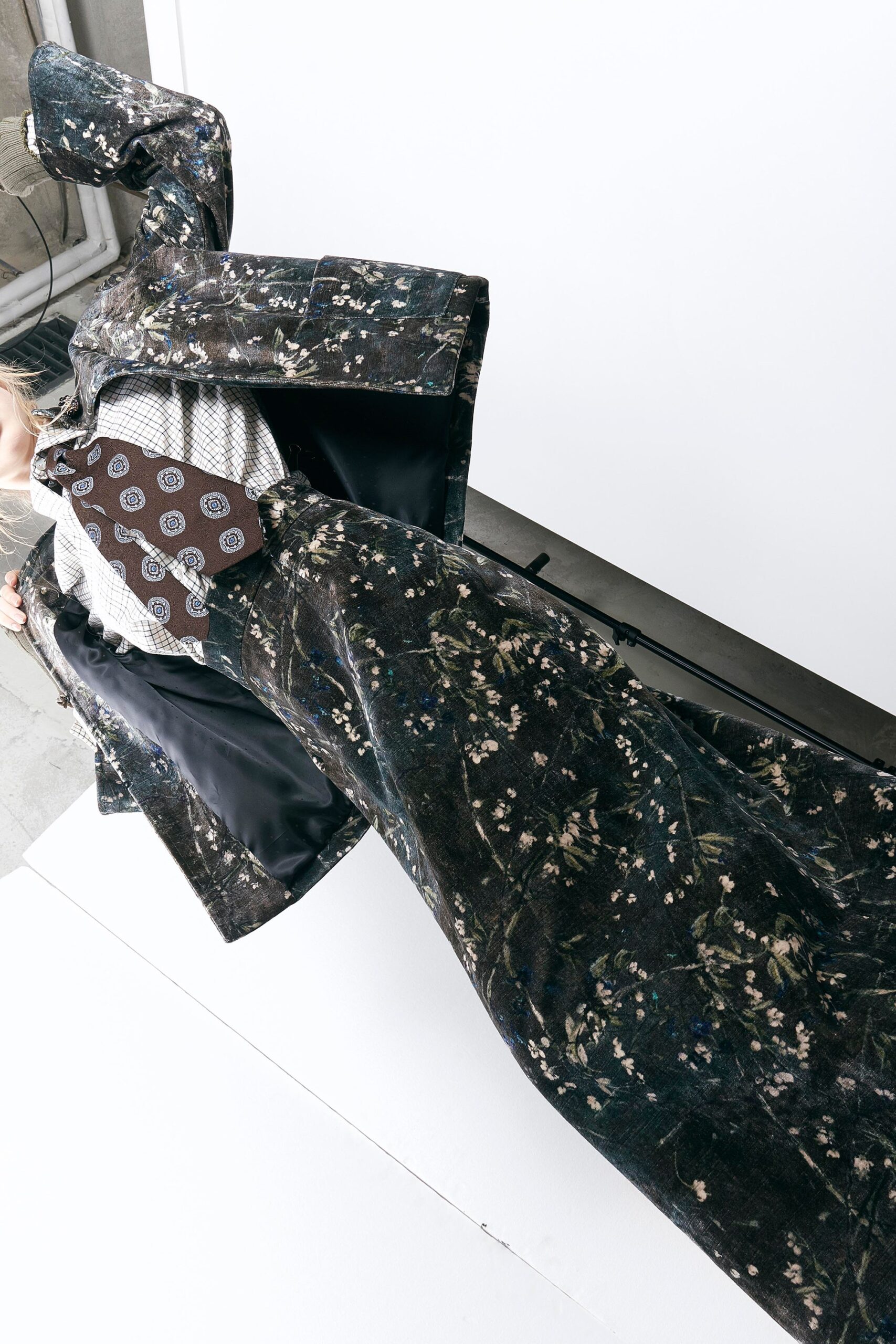 floral coat with fitted blouse