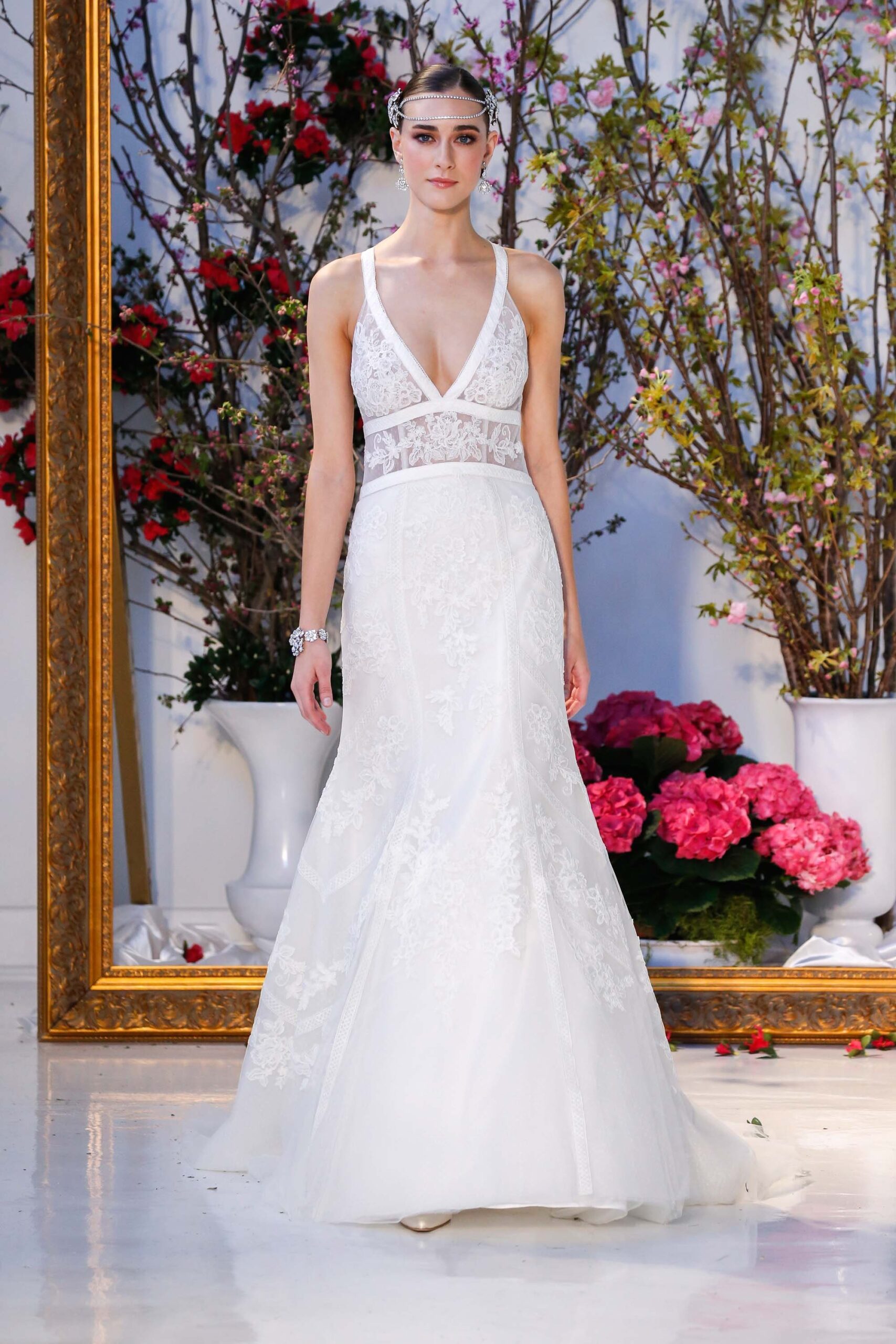 white silk fitted gown