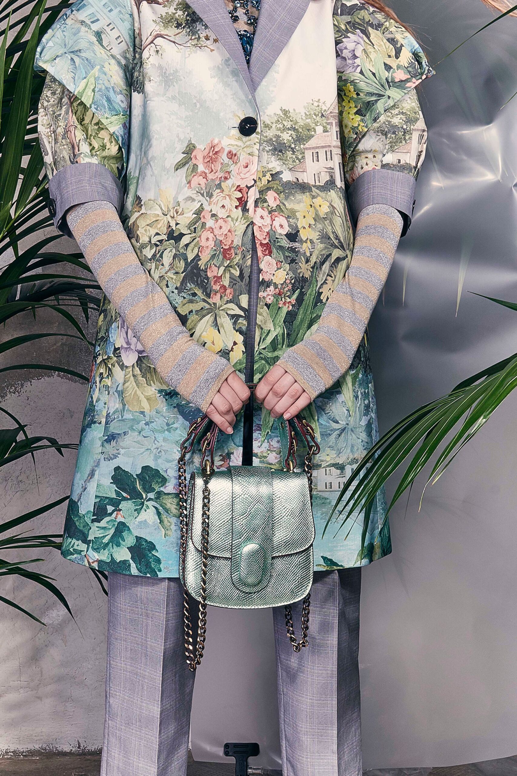 green leather zippered bag