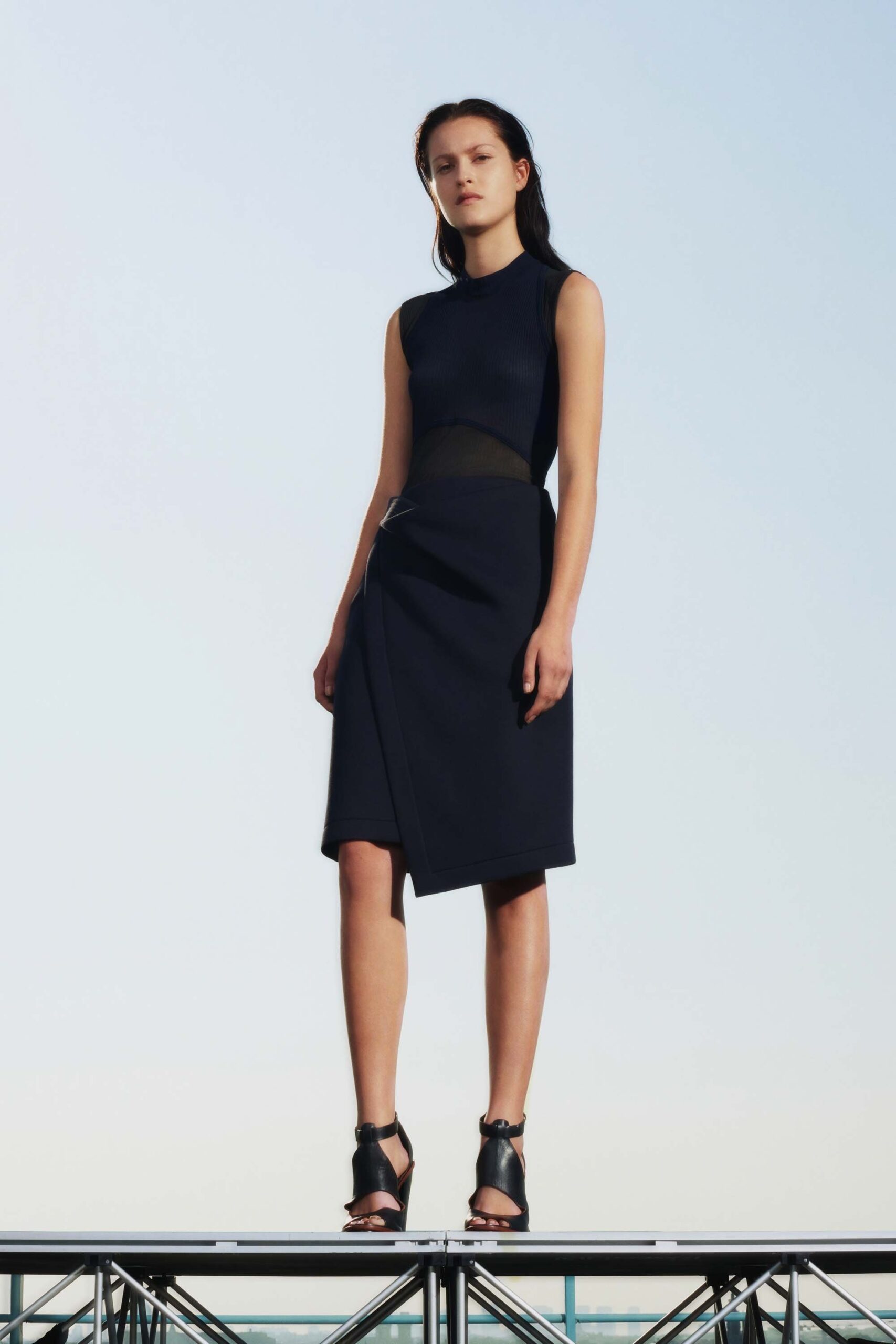 black fitted midi dress