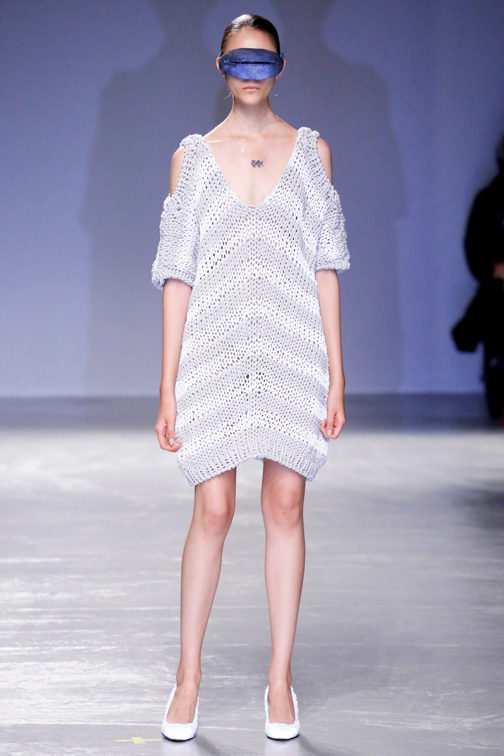 white and gray striped dress