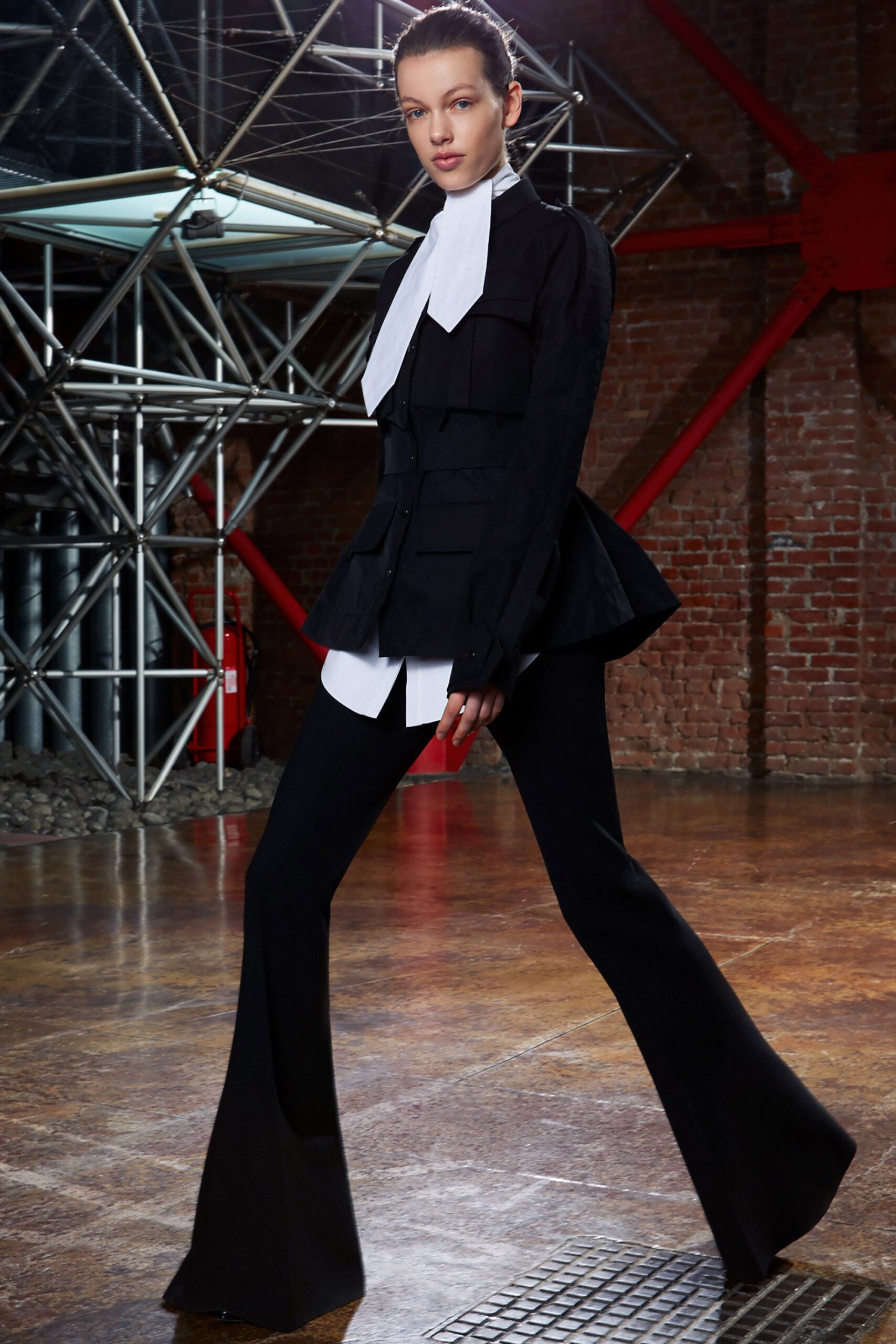 black fitted blazer with white shirt