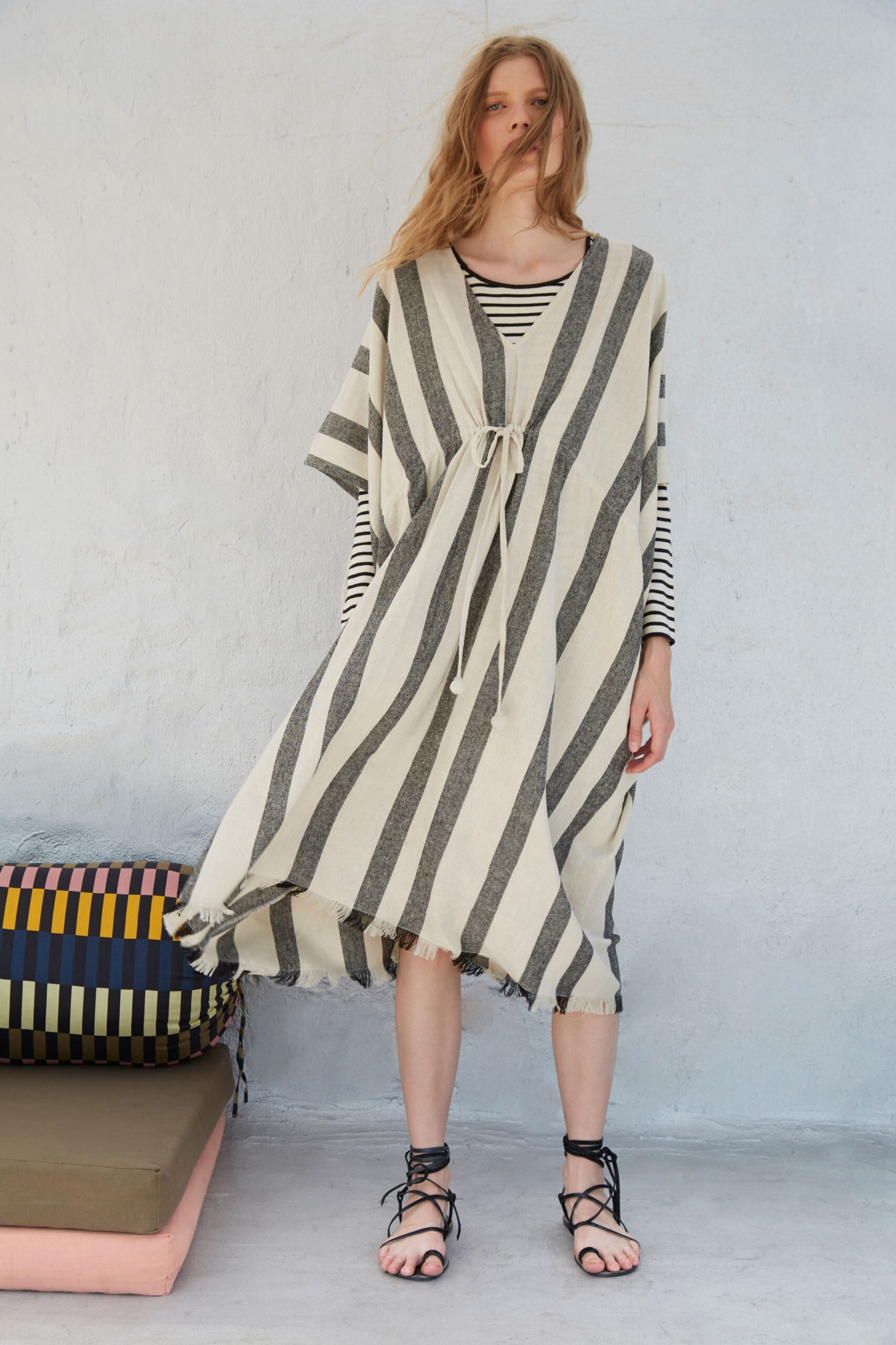 striped relaxed midi dress