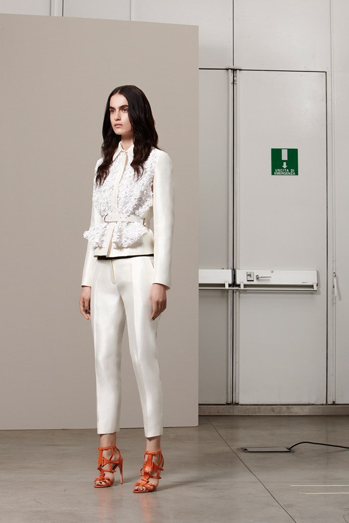 white tailored blazer and pants