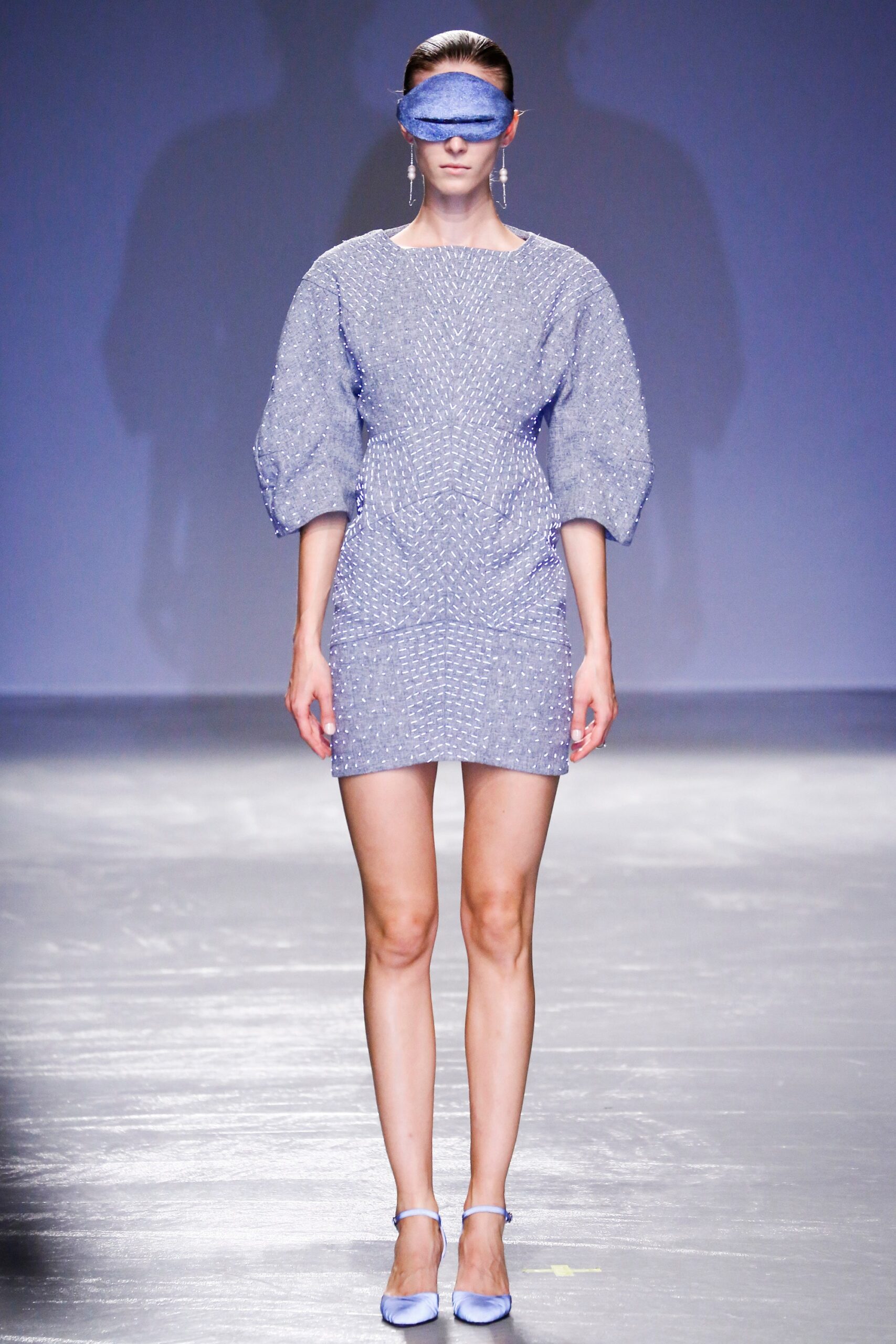 blue beaded mini dress