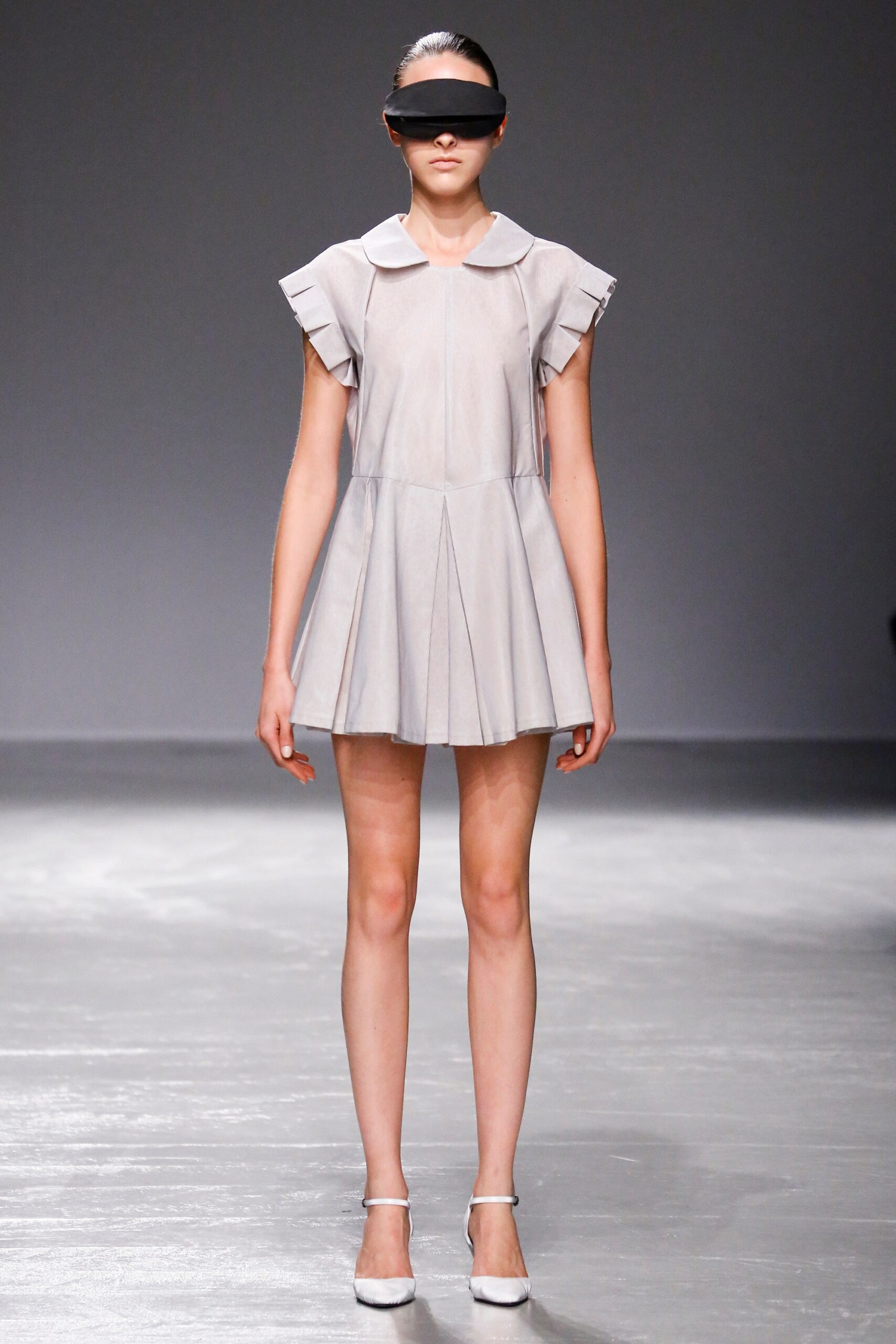 gray fitted collared dress