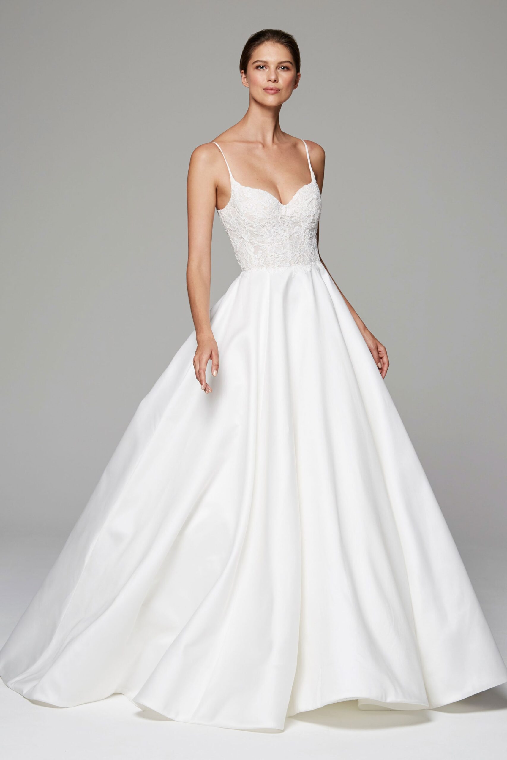 white silk sleeveless gown