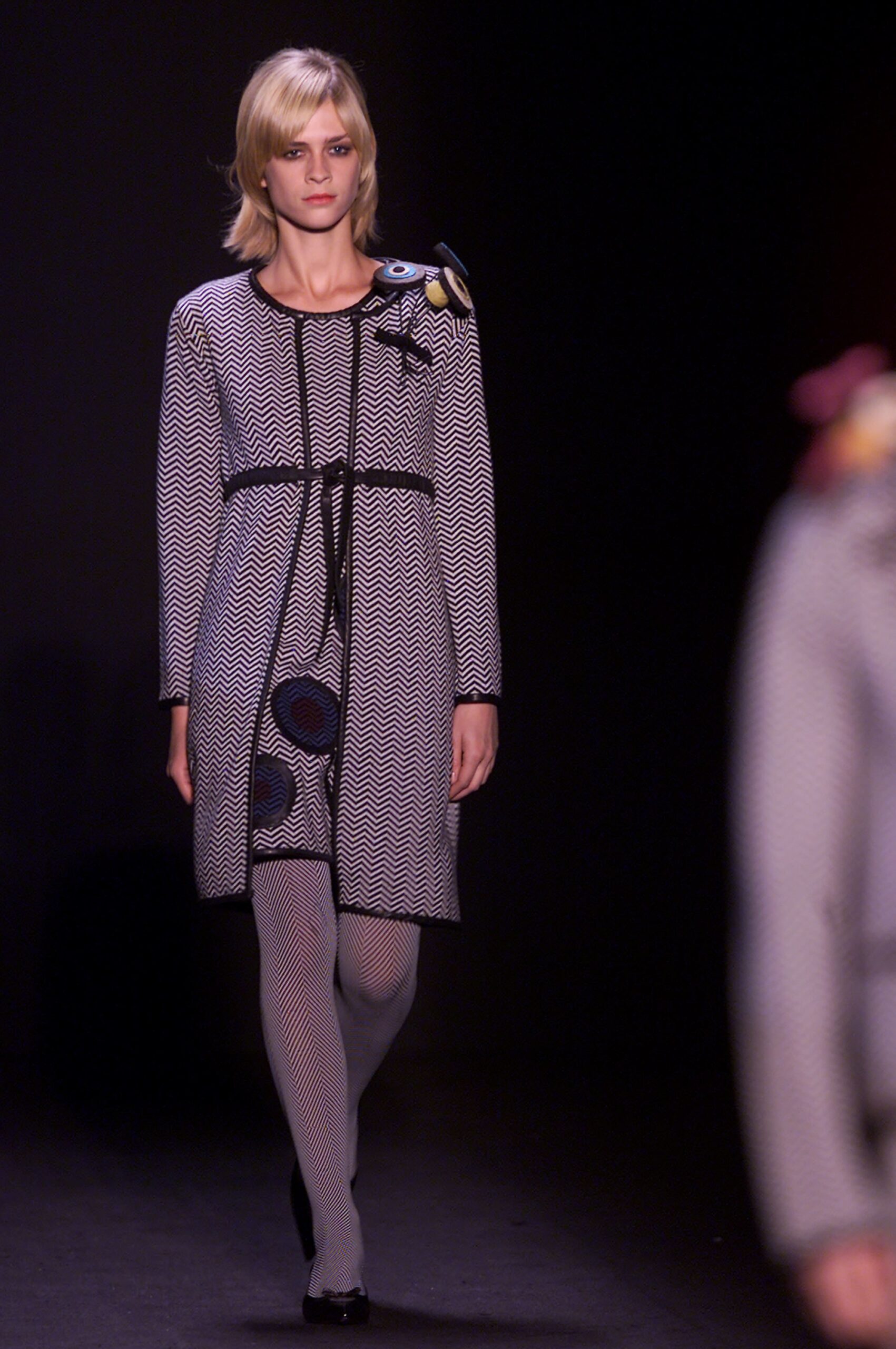 black and white printed midi dress