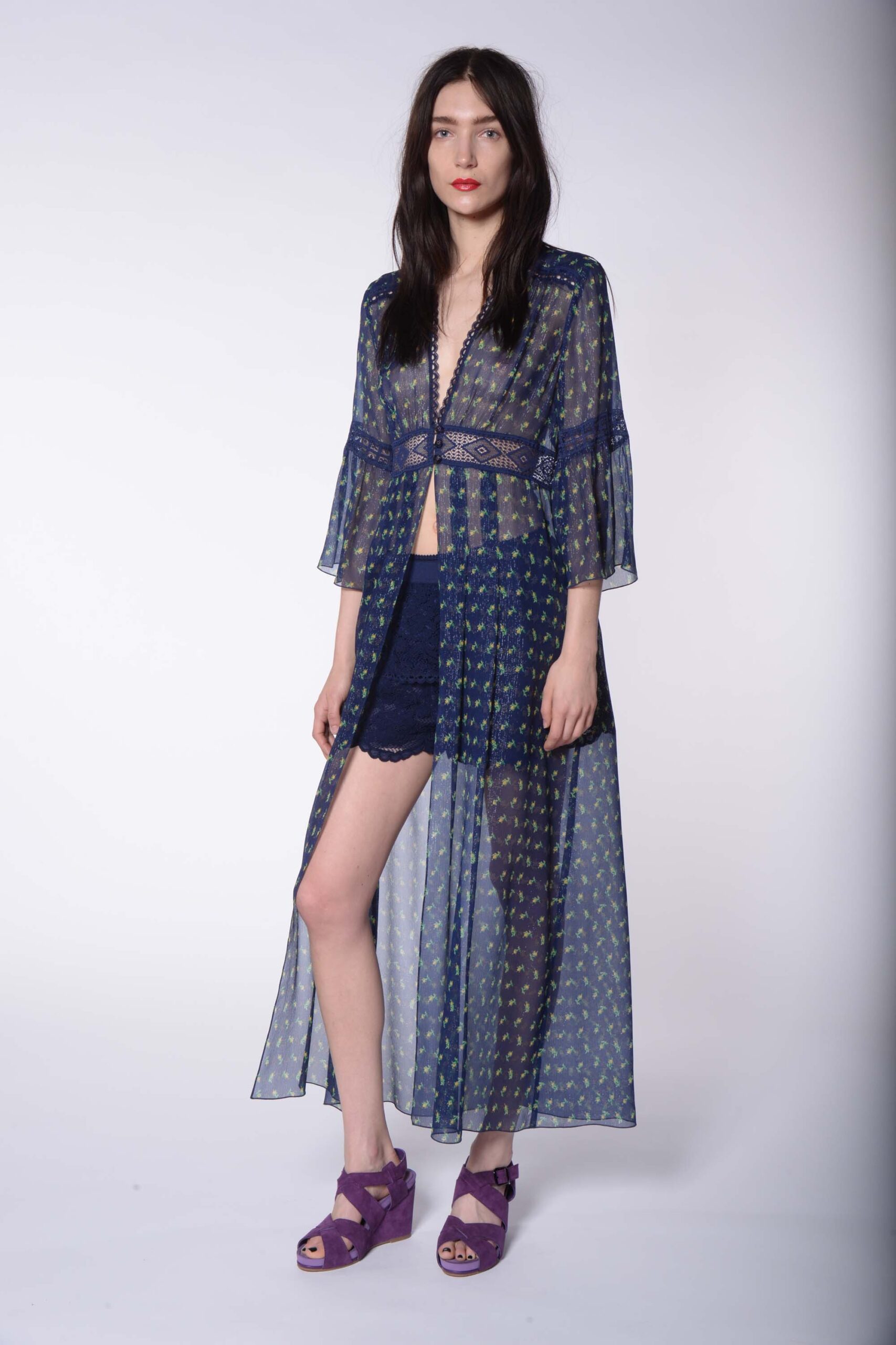 blue sheer layered dress with shorts