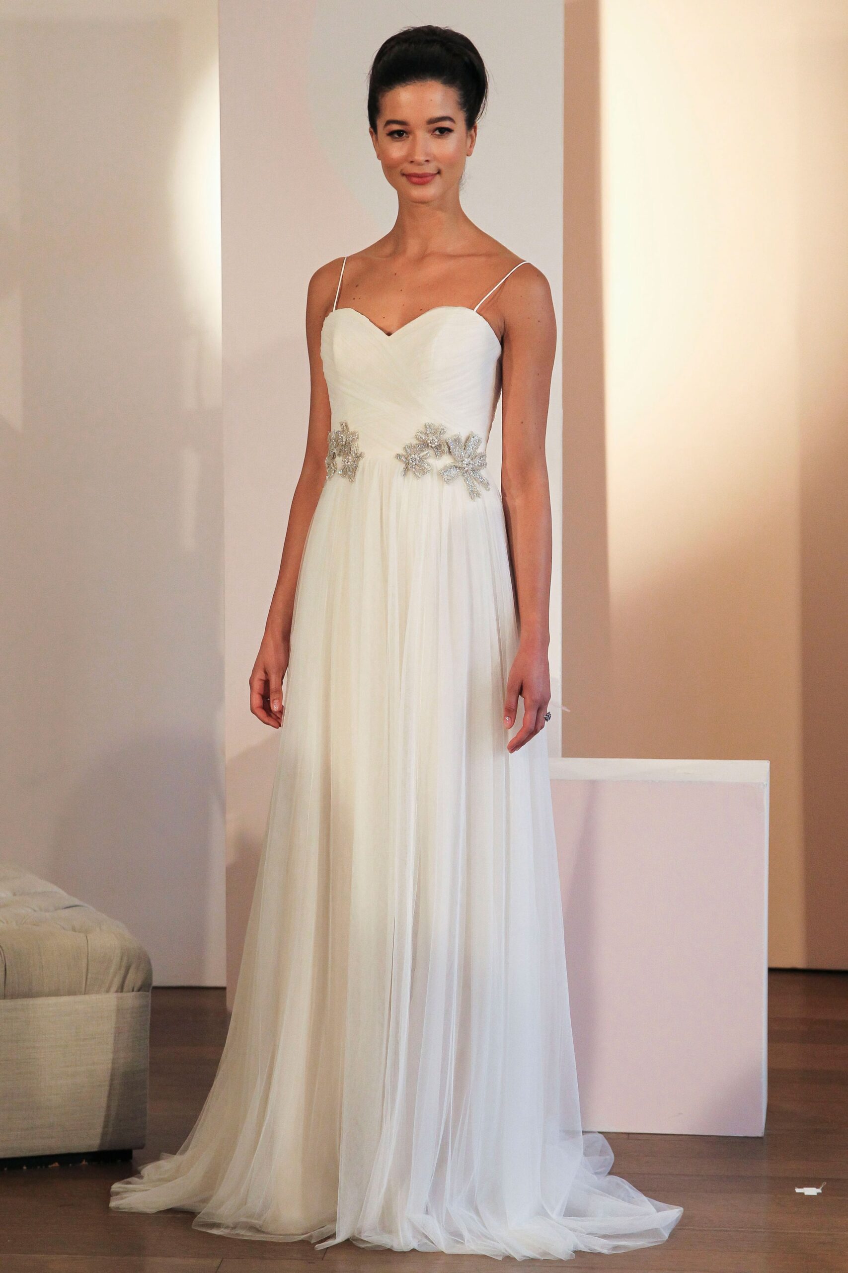 white chiffon sleeveless gown